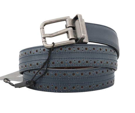 Dolce & Gabbana Elegant Blue Leather Men's Belt - Hilstor