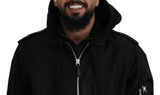 Dolce & Gabbana Sleek Black Hooded Bomber Jacket - Hilstor
