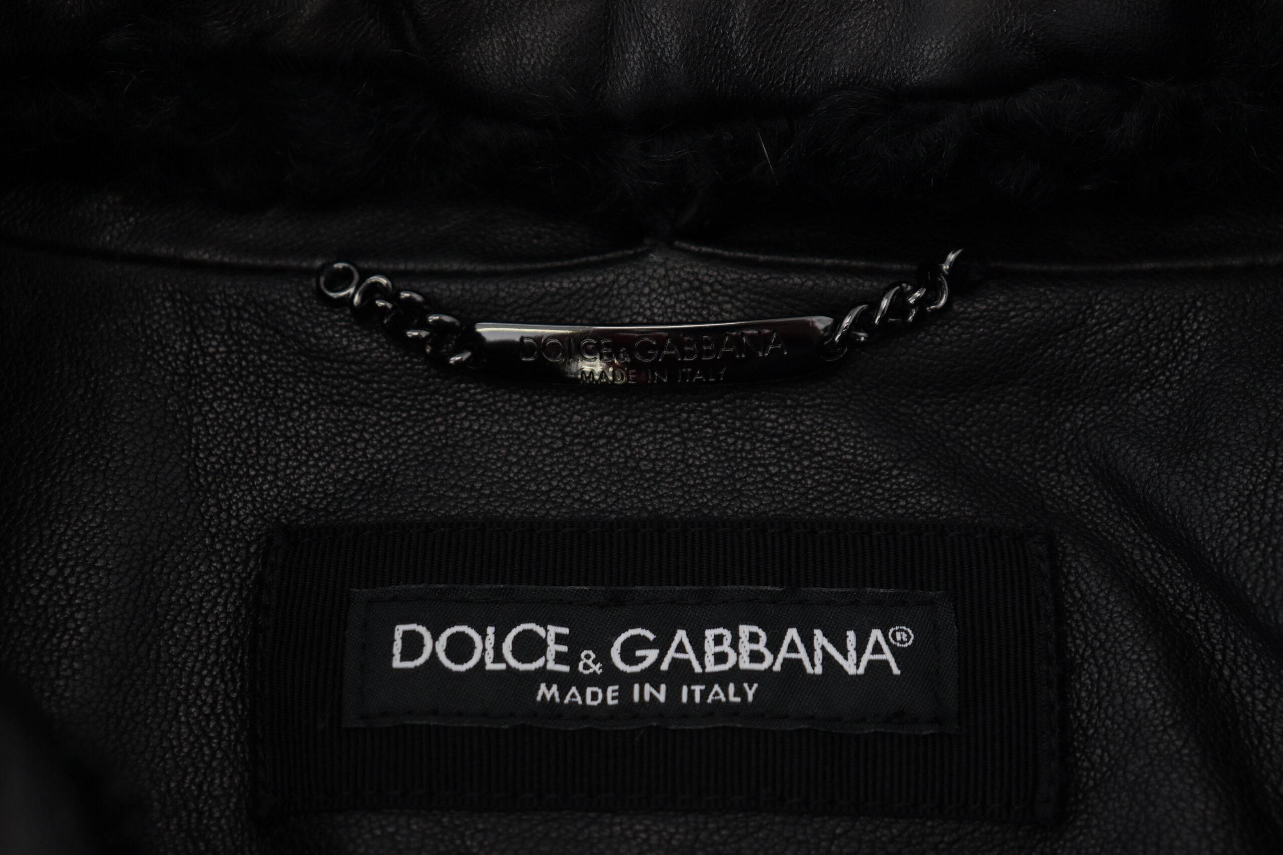 Dolce & Gabbana Black Lamb Leather Collared Men Coat Jacket - Hilstor