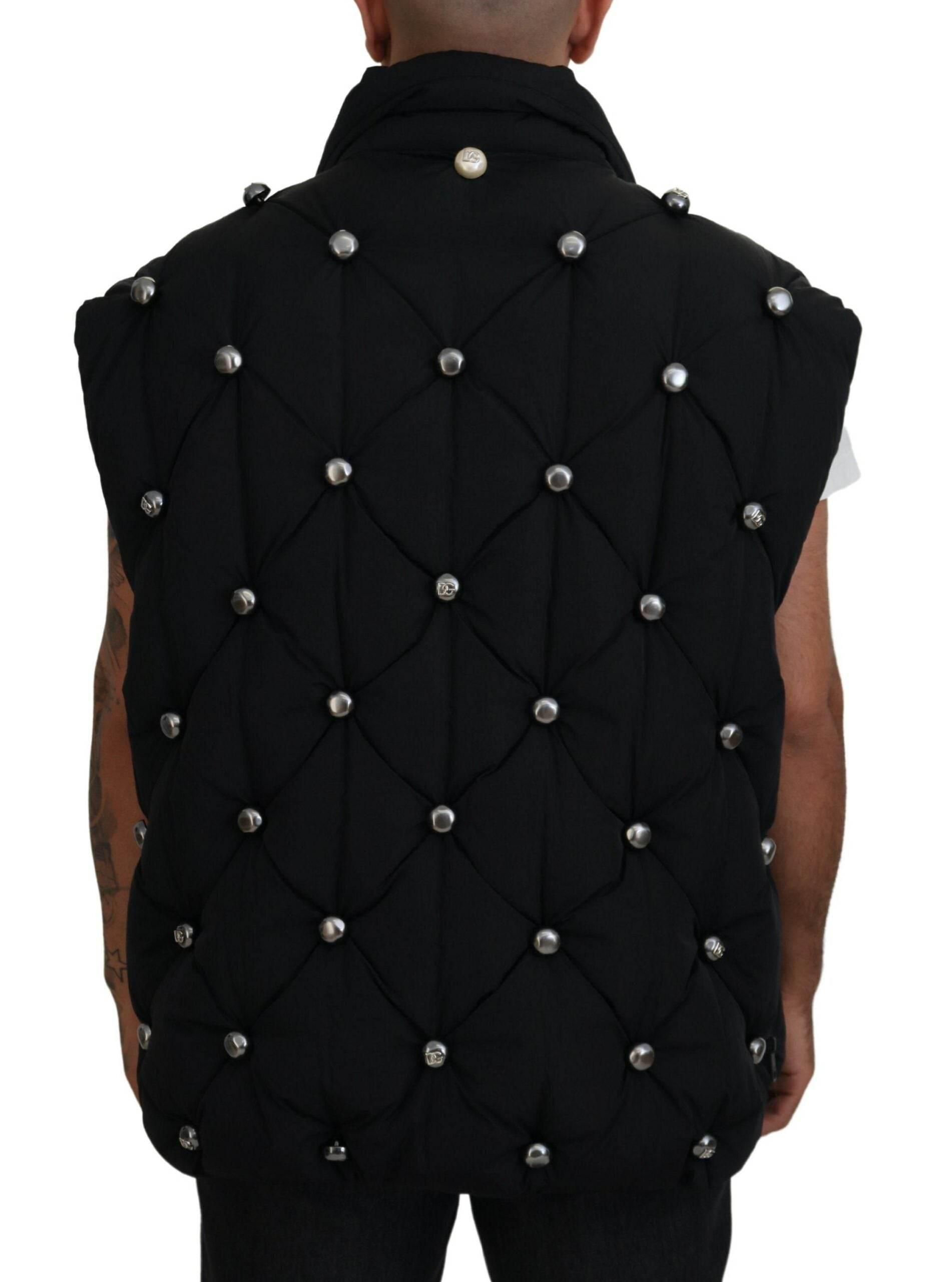 Dolce & Gabbana Black Sleeveless DG Metal Embellishment Jacket - Hilstor