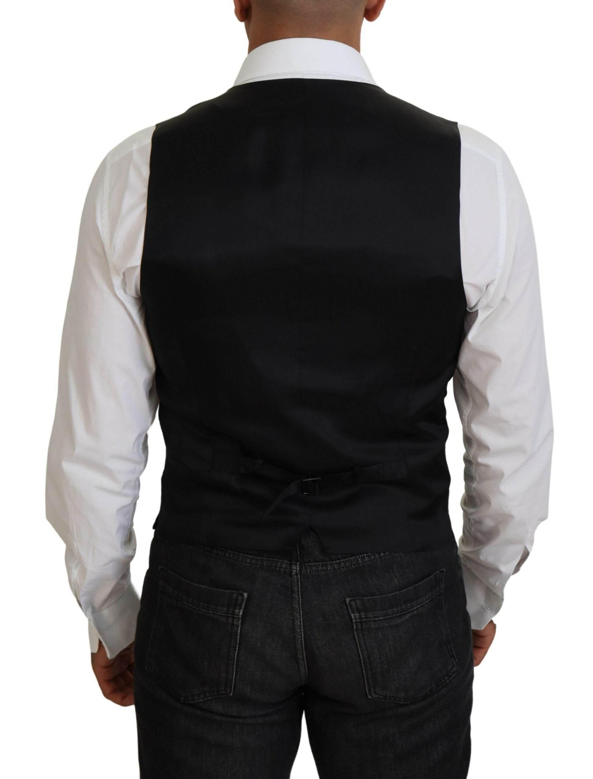 Dolce & Gabbana Black Virgin Wool Waistcoat Formal Vest - Hilstor