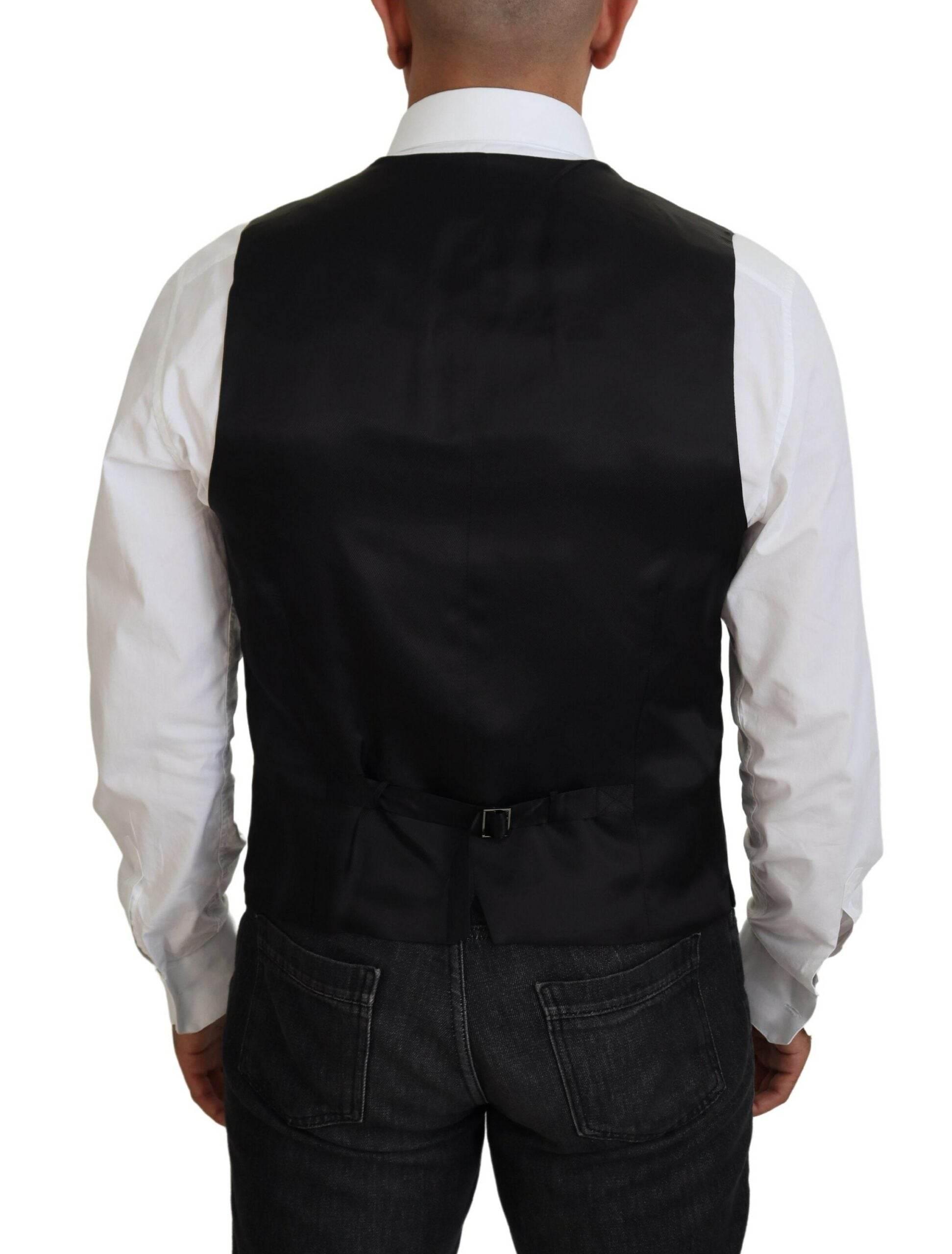 Dolce & Gabbana Black Virgin Wool Waistcoat Formal Vest - Hilstor