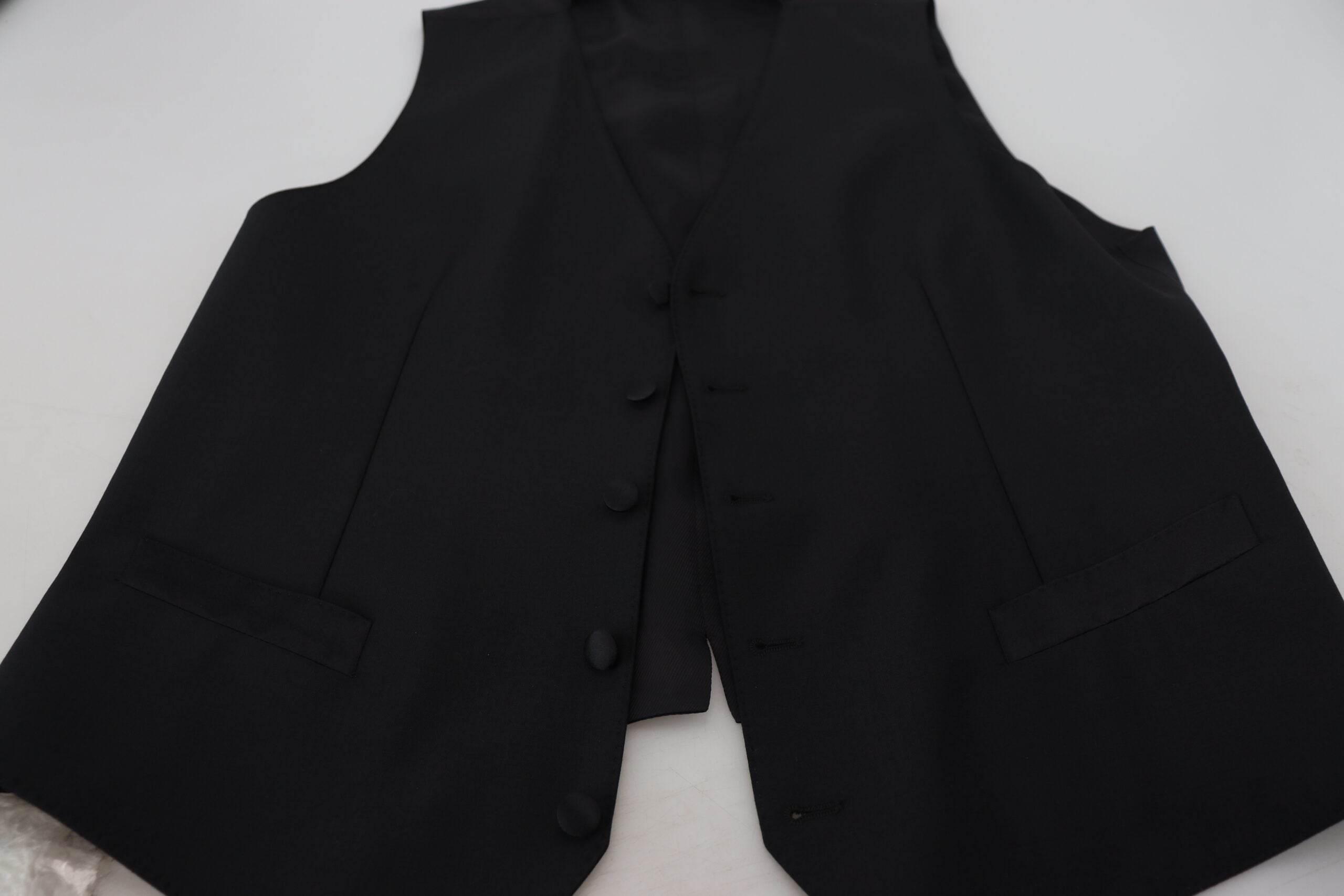 Dolce & Gabbana Black Virgin Wool Waistcoat Formal Vest - Hilstor