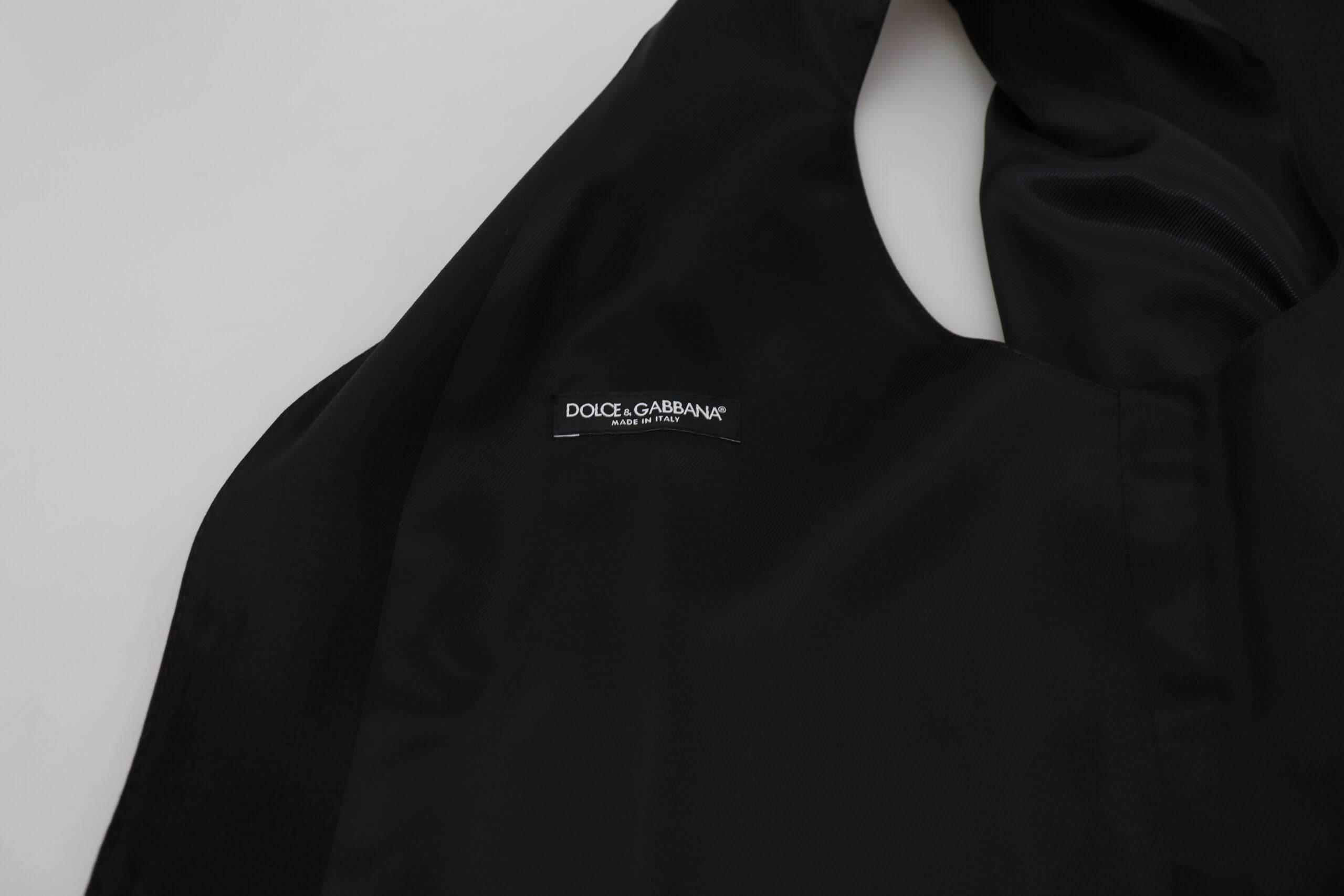Dolce & Gabbana Black Virgin Wool Waistcoat Formal Vest - Hilstor