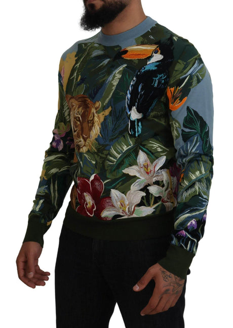 Dolce & Gabbana Jungle Embroidered Wool Silk Sweater - Hilstor
