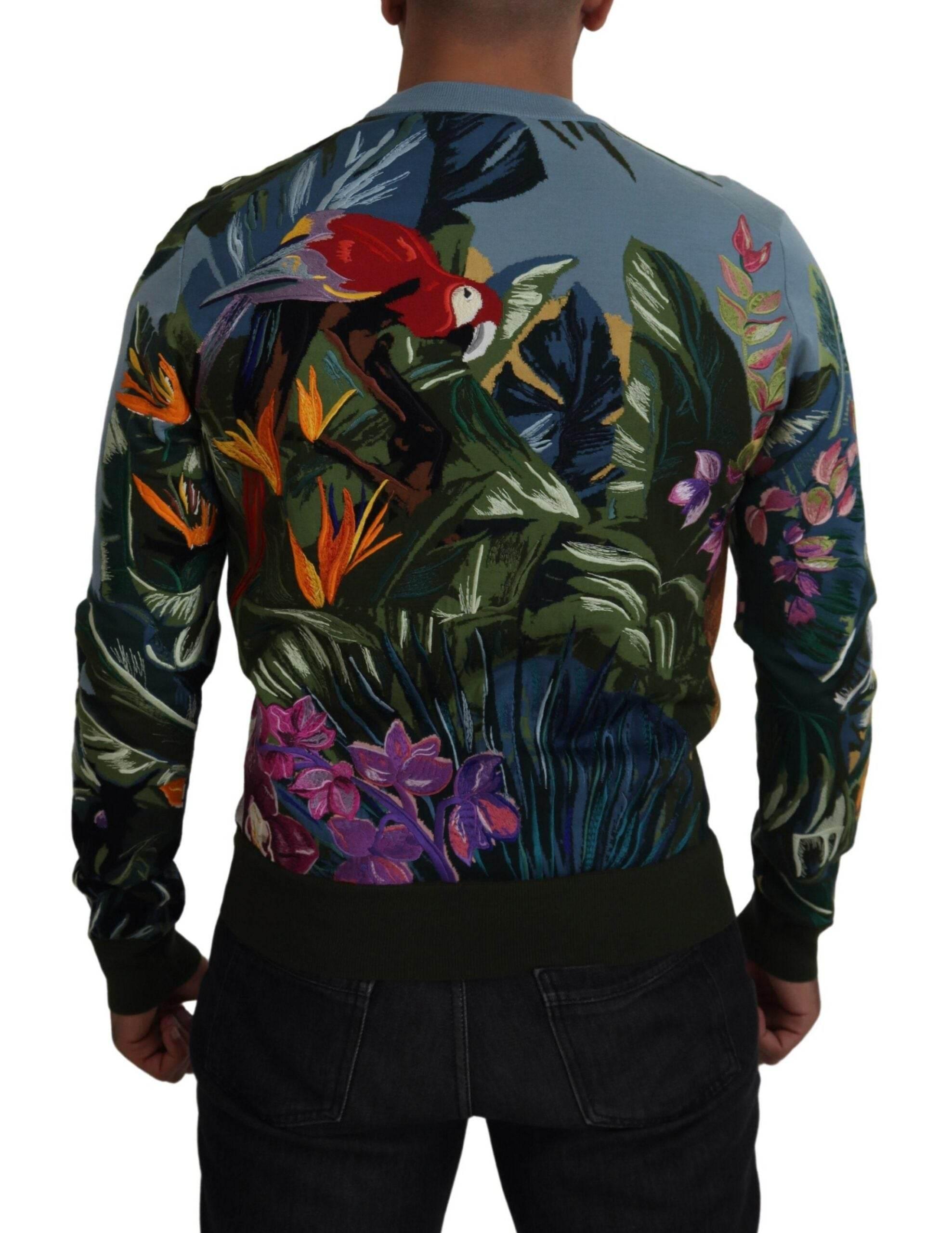 Dolce & Gabbana Jungle Embroidered Wool Silk Sweater - Hilstor