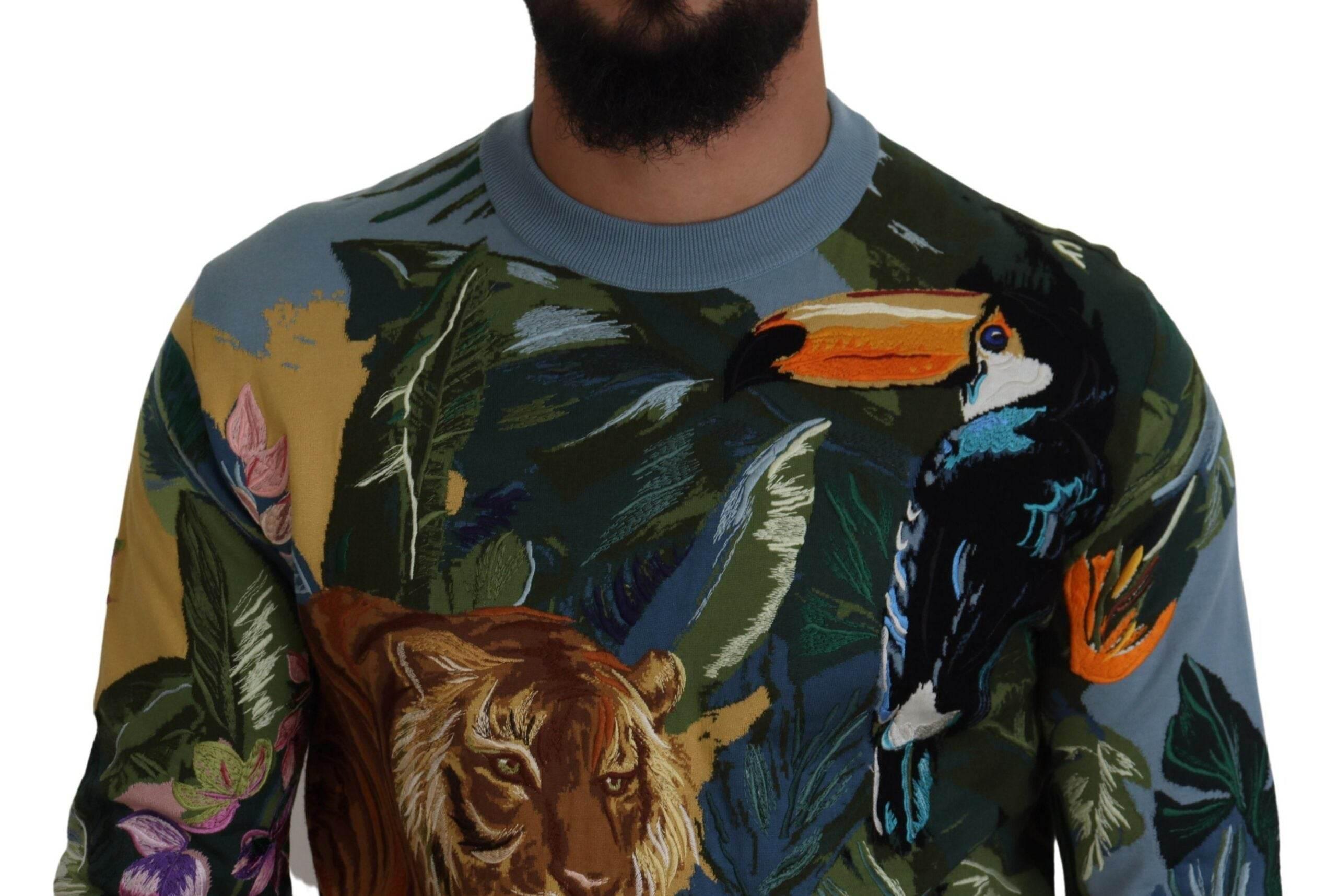 Dolce & Gabbana Jungle Embroidered Wool Silk Sweater - Hilstor