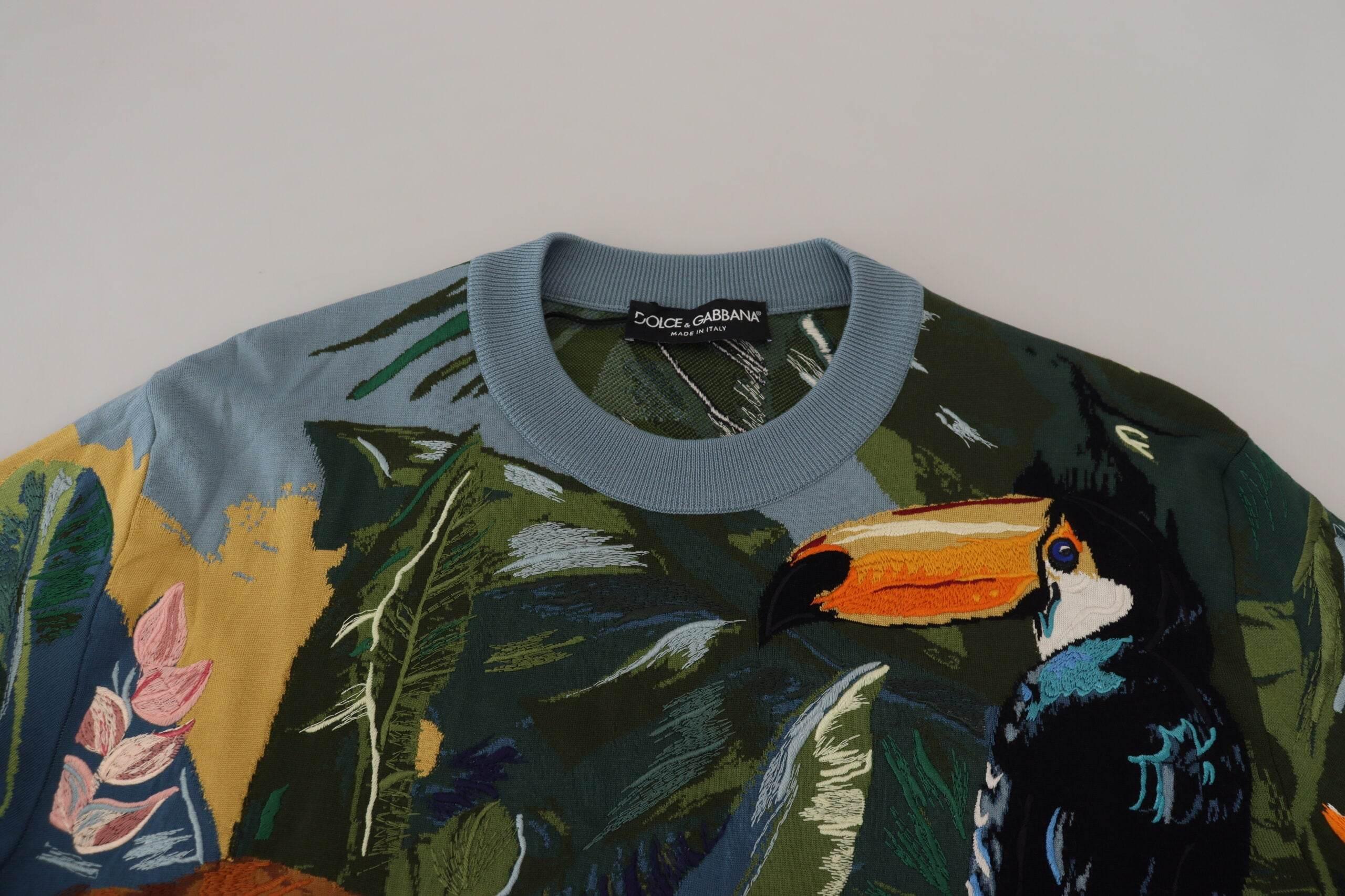 Dolce & Gabbana Jungle Embroidered Wool Silk Sweater - Hilstor