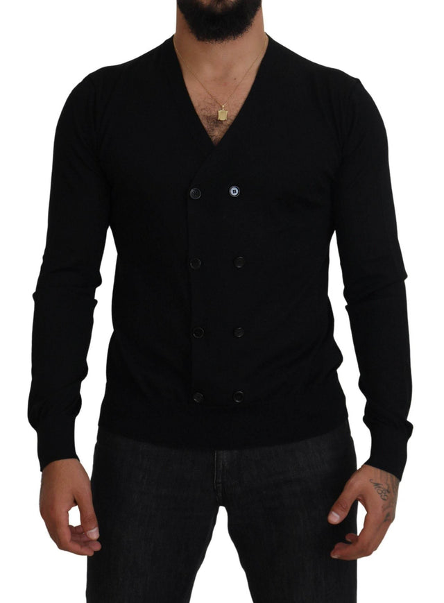 Dolce & Gabbana Black Cashmere Button Down Cardigan Sweater - Hilstor