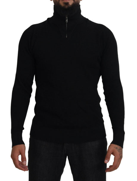 Dolce & Gabbana Black Silk Turtle Neck Pullover Sweater - Hilstor
