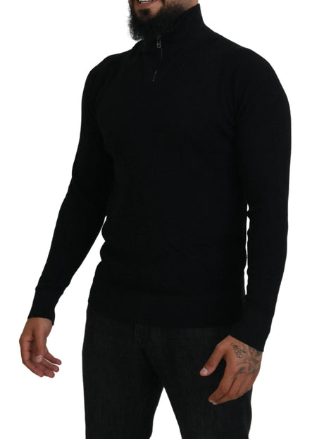 Dolce & Gabbana Black Silk Turtle Neck Pullover Sweater - Hilstor