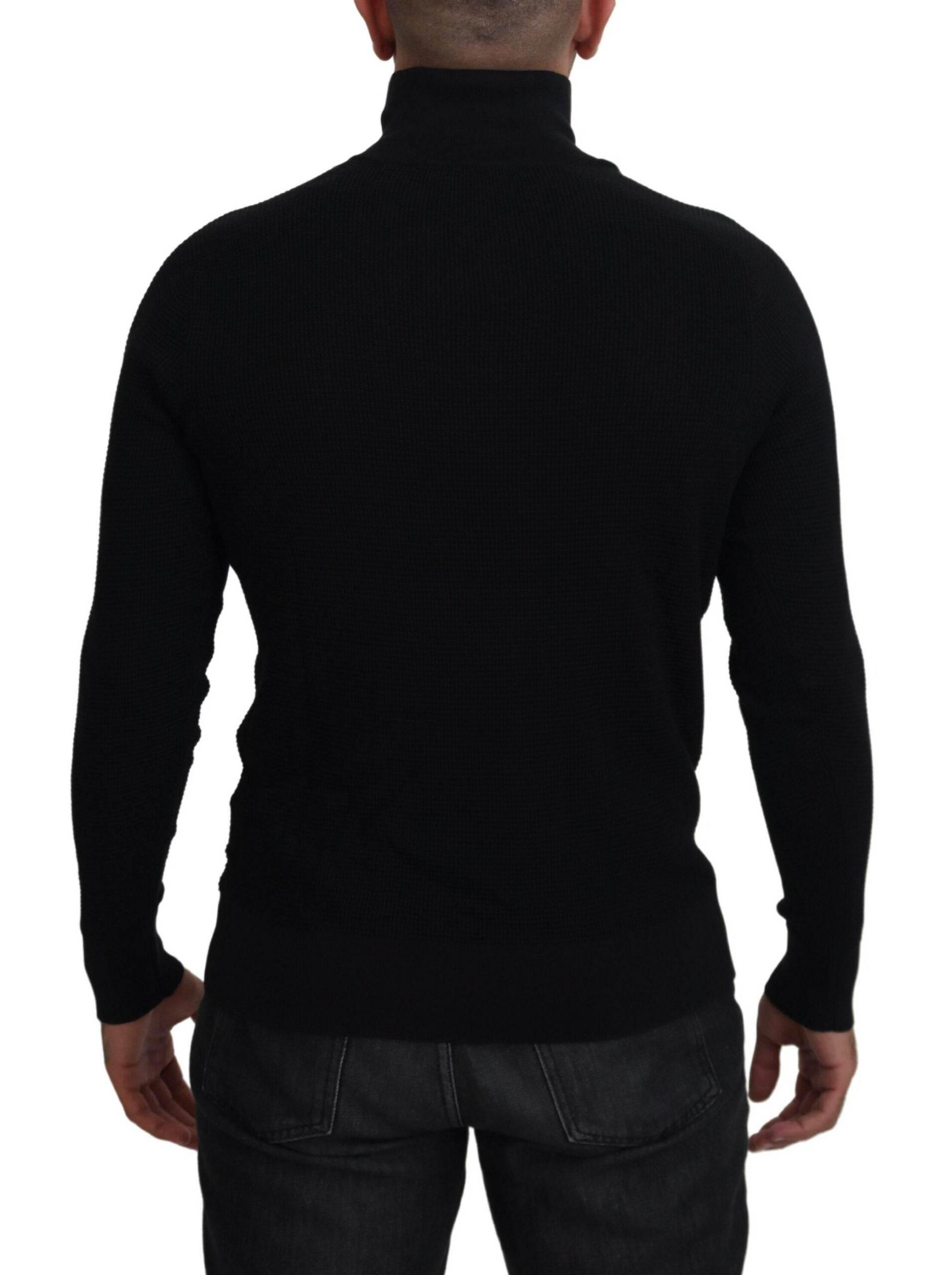 Dolce & Gabbana Black Silk Turtle Neck Pullover Sweater - Hilstor
