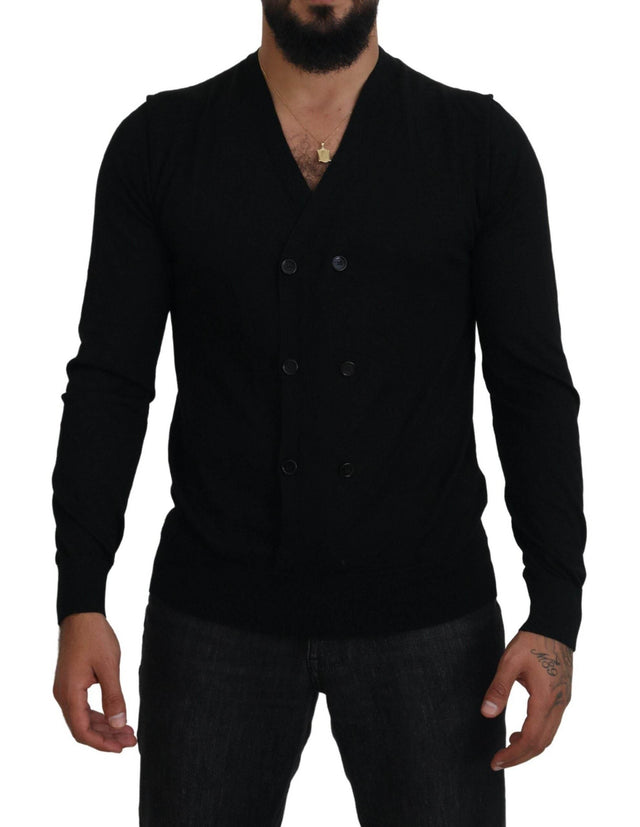 Dolce & Gabbana Black Cashmere Button Down Cardigan Sweater - Hilstor