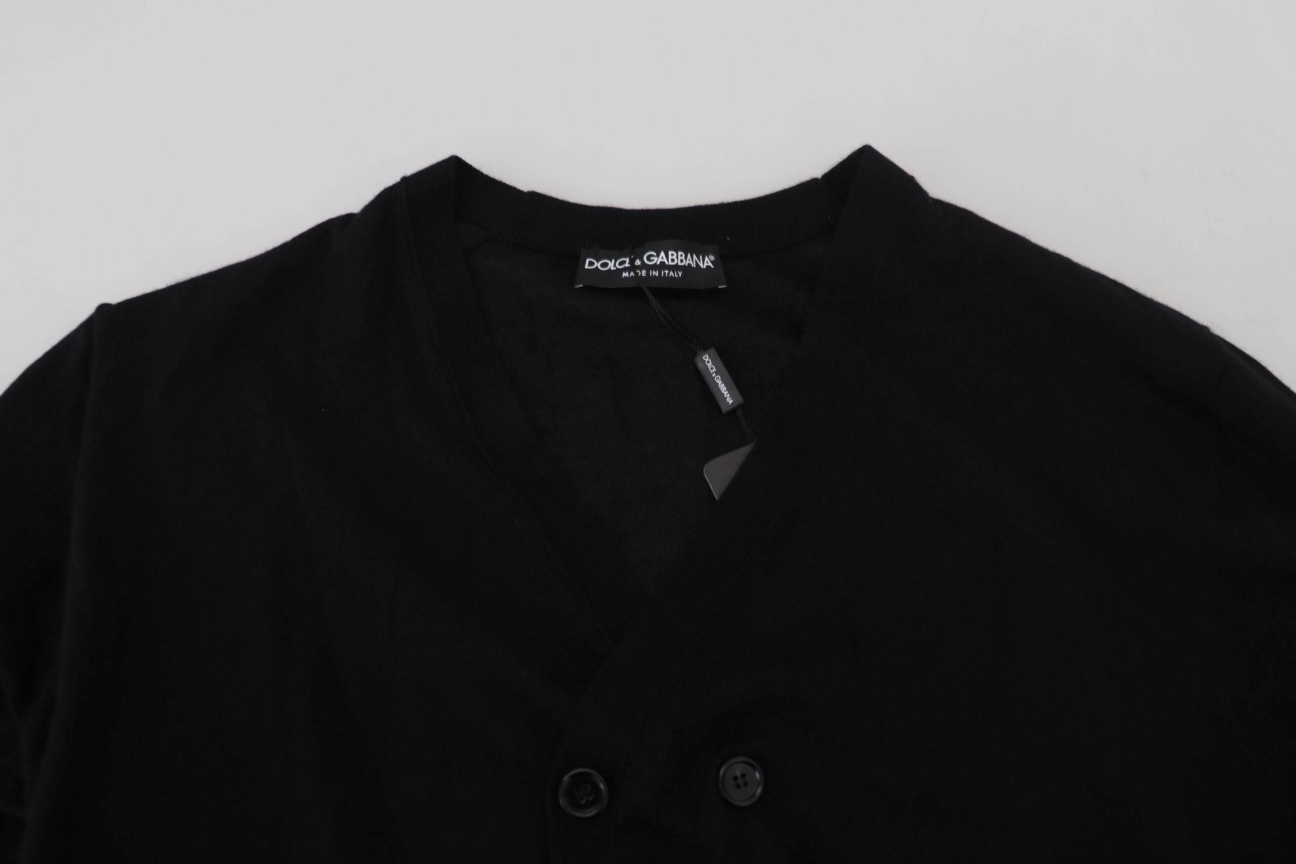 Dolce & Gabbana Black Cashmere Button Down Cardigan Sweater - Hilstor