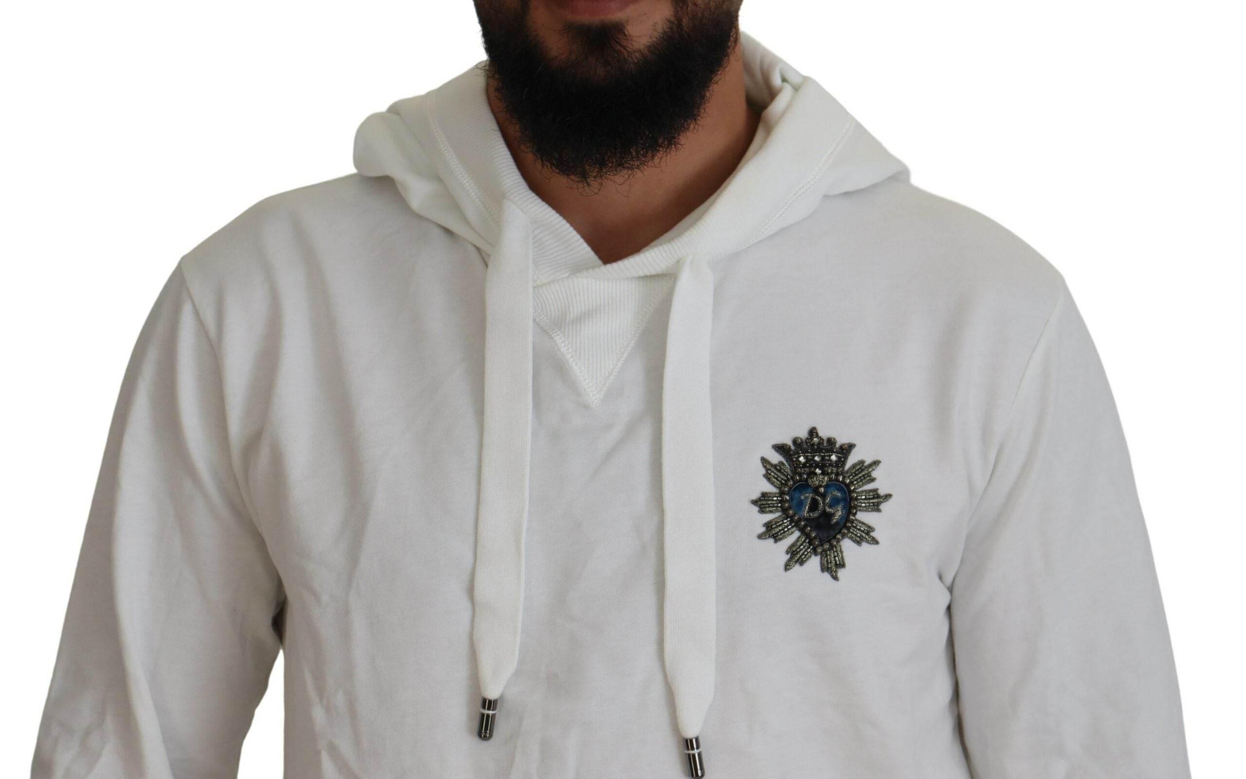 Dolce & Gabbana Elegant White Logo Hooded Sweatshirt - Hilstor