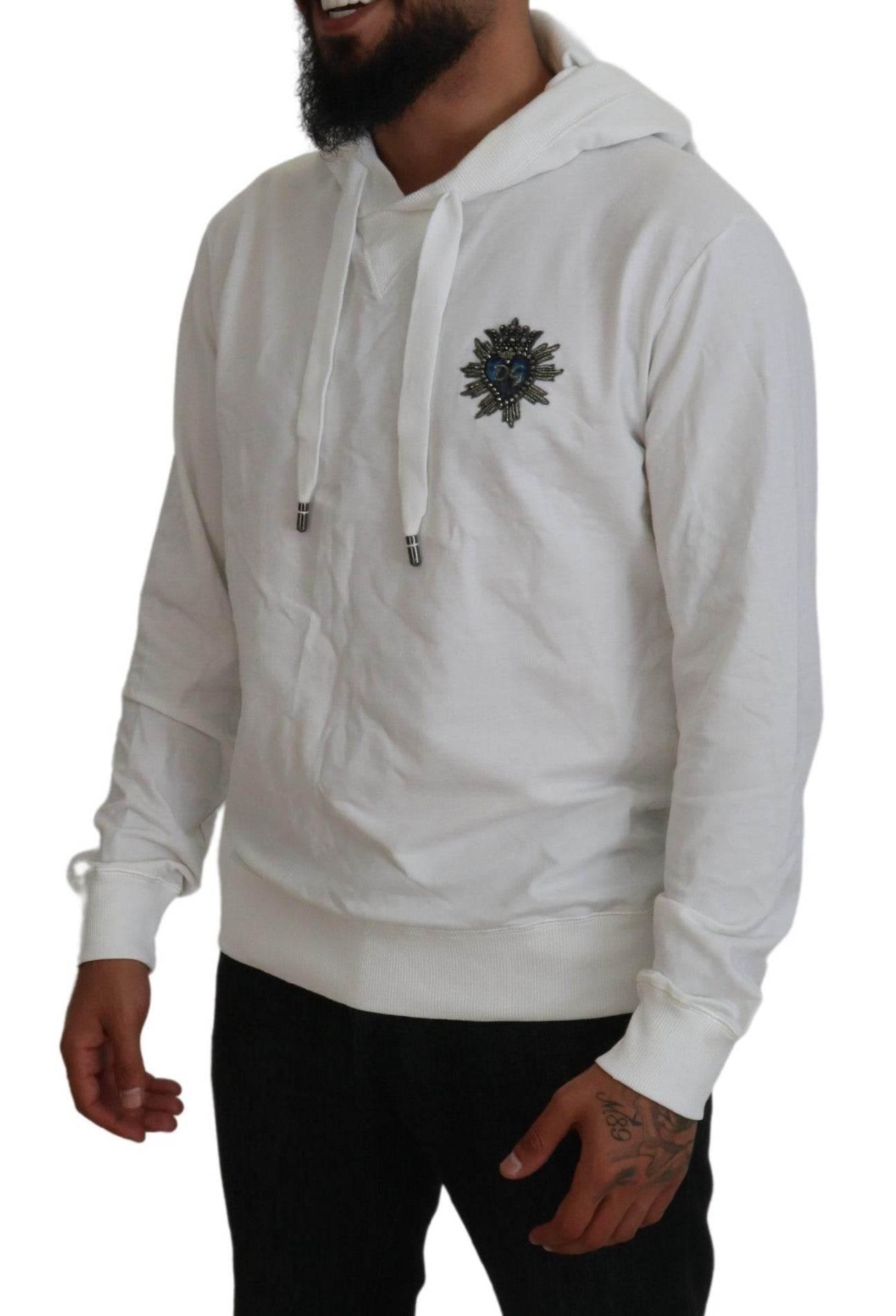 Dolce & Gabbana Elegant White Logo Hooded Sweatshirt - Hilstor
