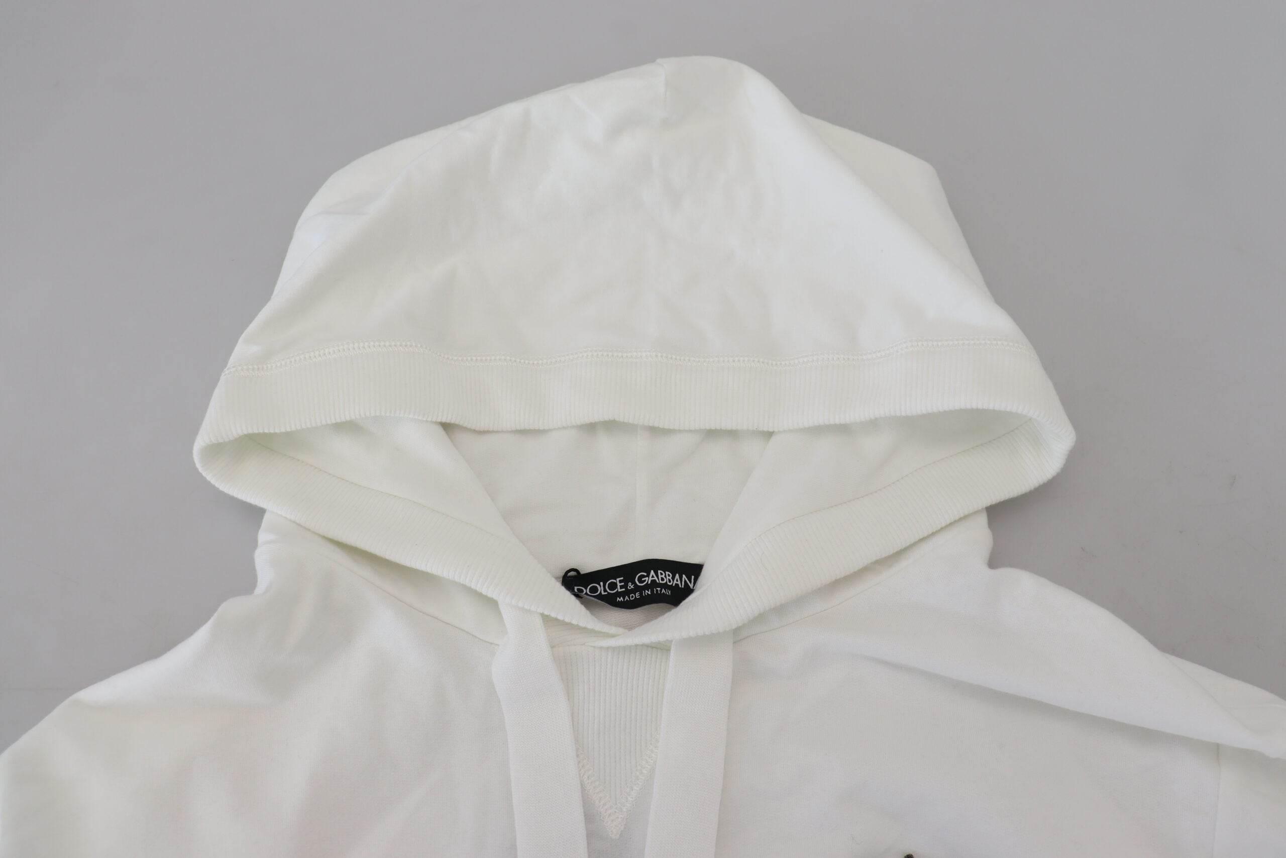 Dolce & Gabbana Elegant White Logo Hooded Sweatshirt - Hilstor