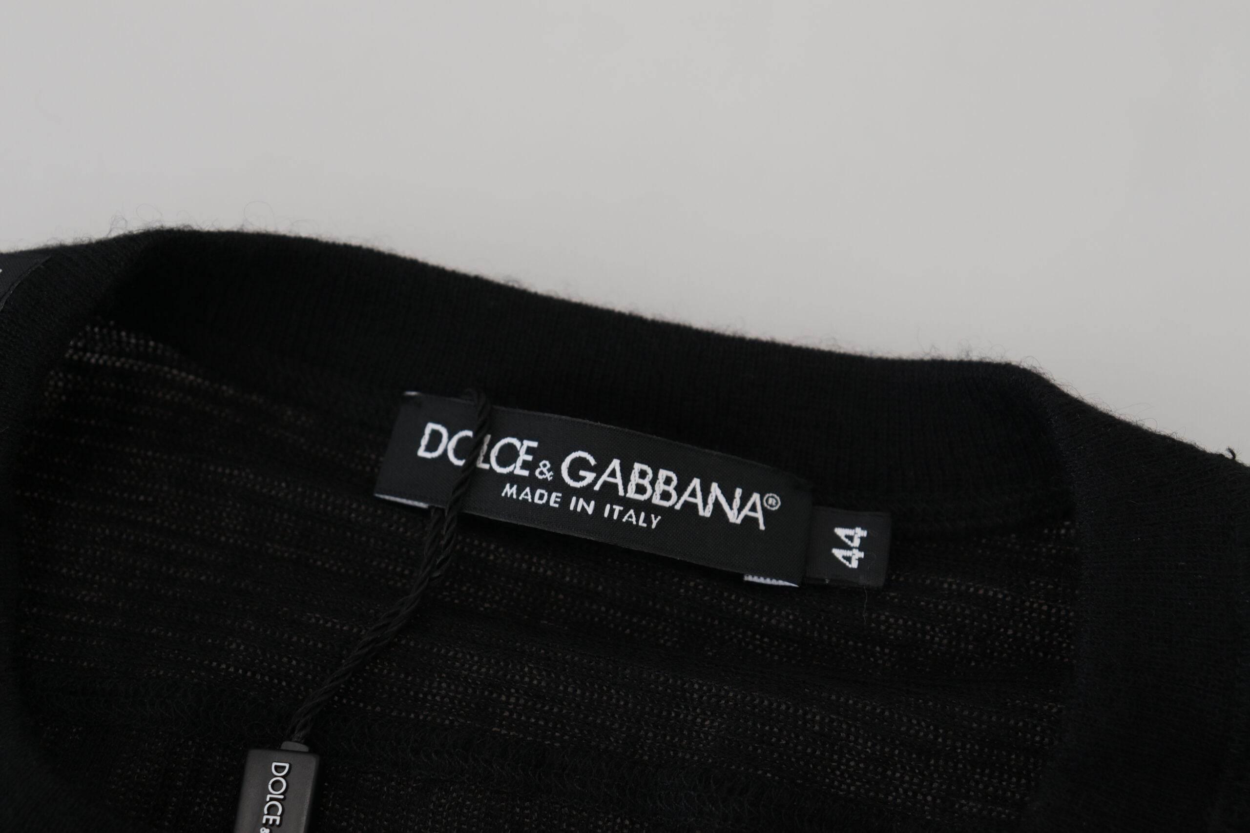 Dolce & Gabbana Black Cashmere Button Pullover Sweater - Hilstor