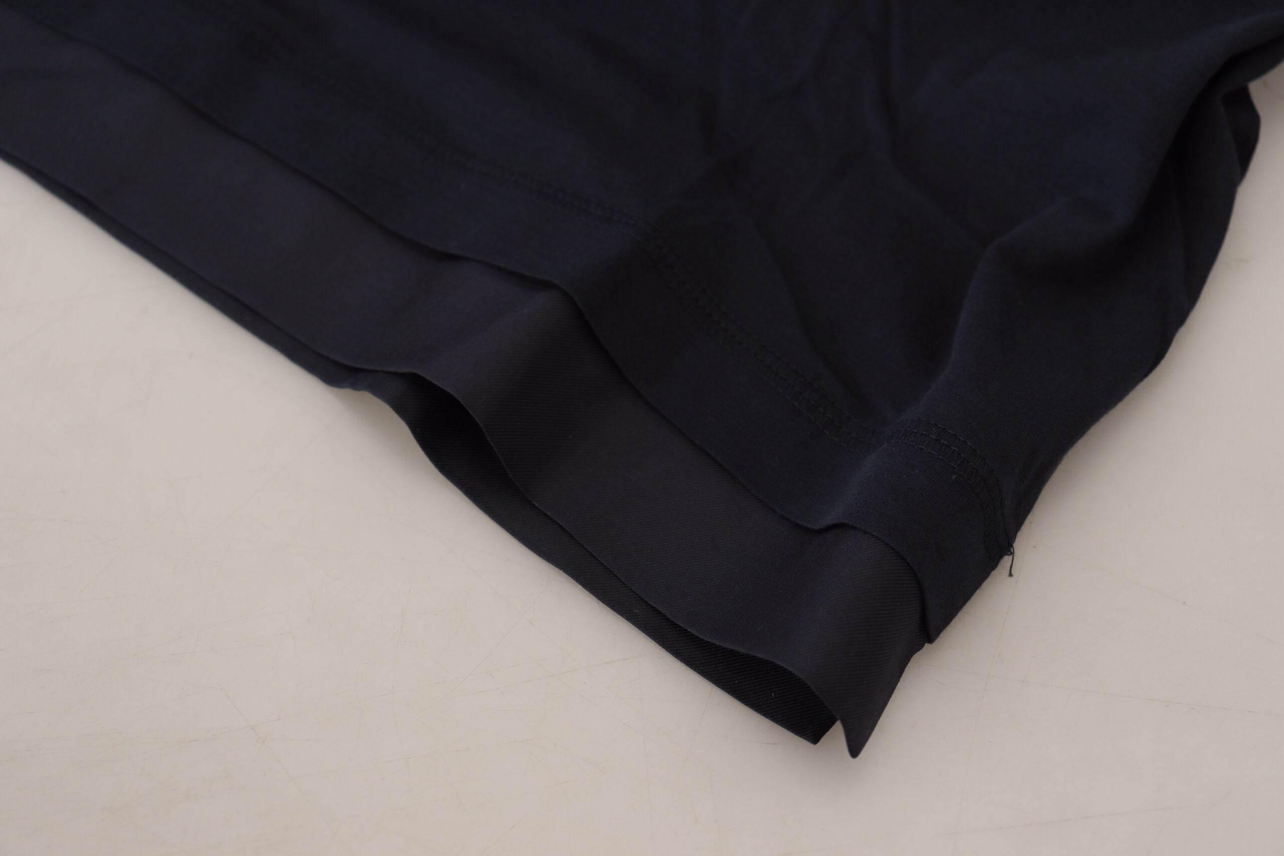 Dolce & Gabbana Blue Cotton Button Crewneck Pullover Sweater - Hilstor