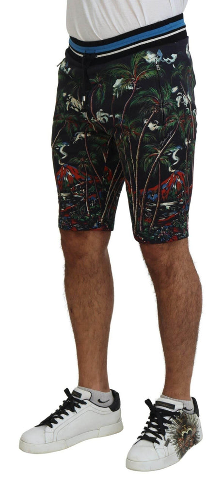 Dolce & Gabbana Black Cotton Volcano Print Casual Shorts - Hilstor