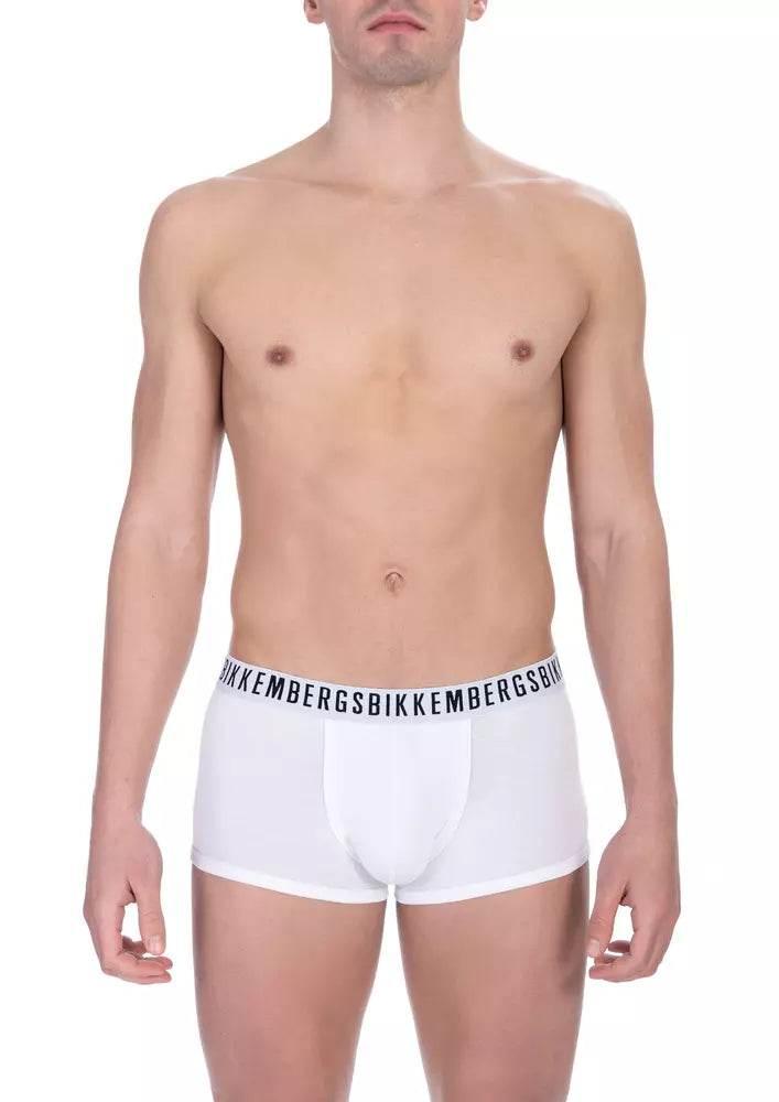 Bikkembergs White Cotton Men's Trunk Underwear Twin Pack - Hilstor
