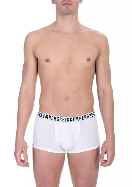 Bikkembergs White Cotton Men's Trunk Underwear Twin Pack - Hilstor