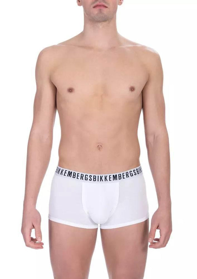 Bikkembergs White Cotton Men's Trunk Underwear Twin Pack - Hilstor