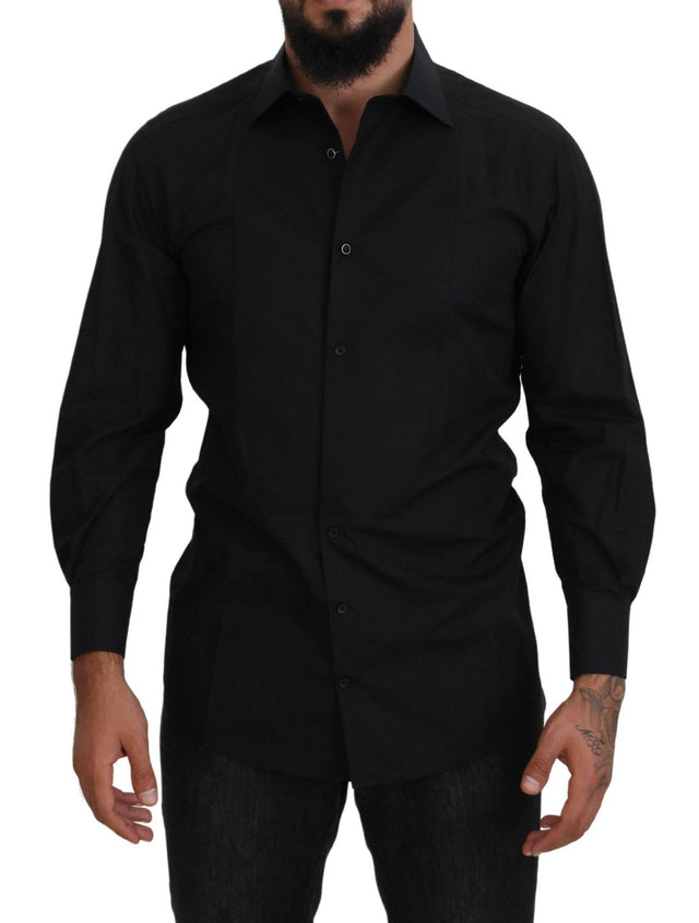 Dolce & Gabbana Black GOLD Cotton Collared Long Sleeve Shirt - Hilstor