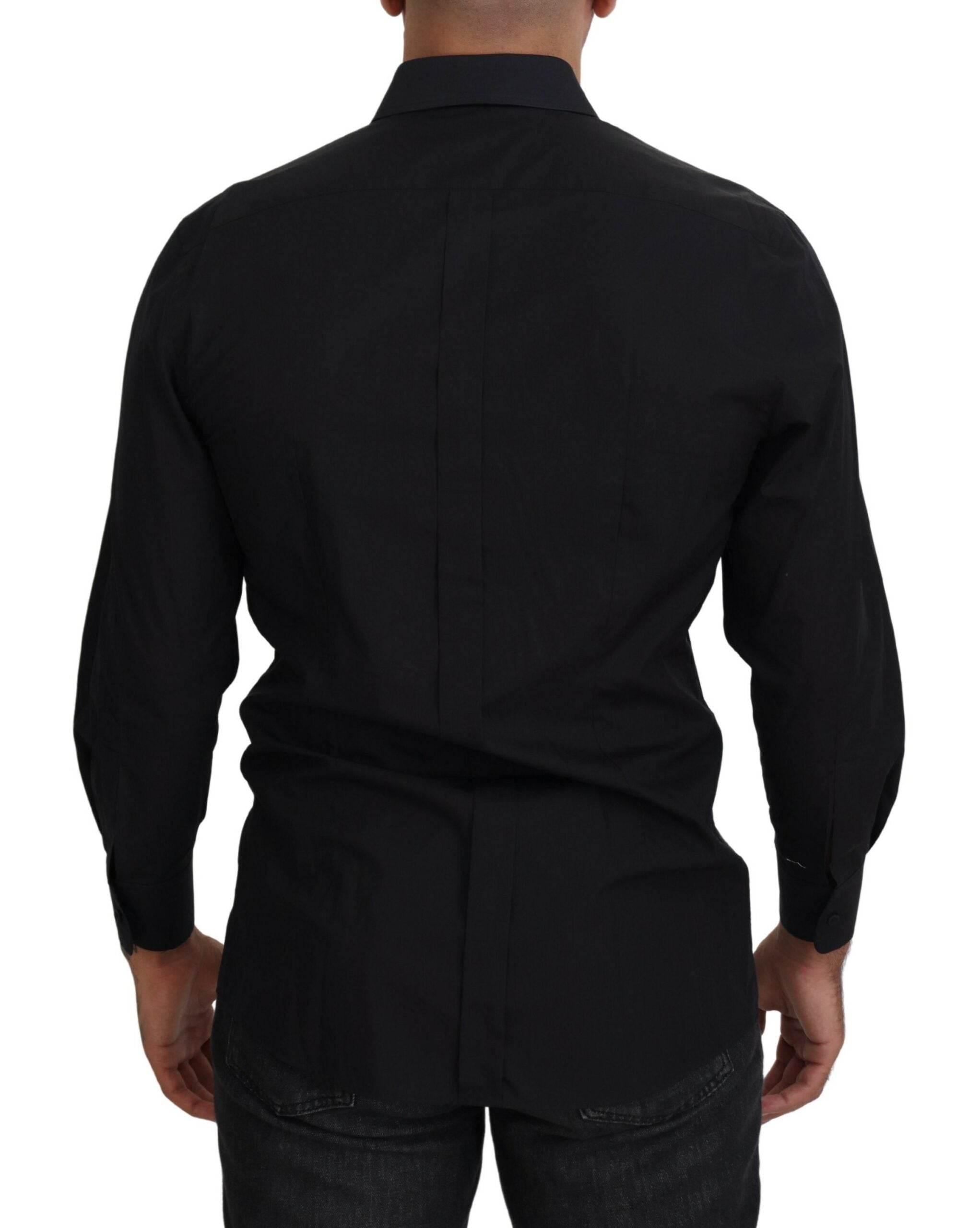 Dolce & Gabbana Black GOLD Cotton Collared Long Sleeve Shirt - Hilstor