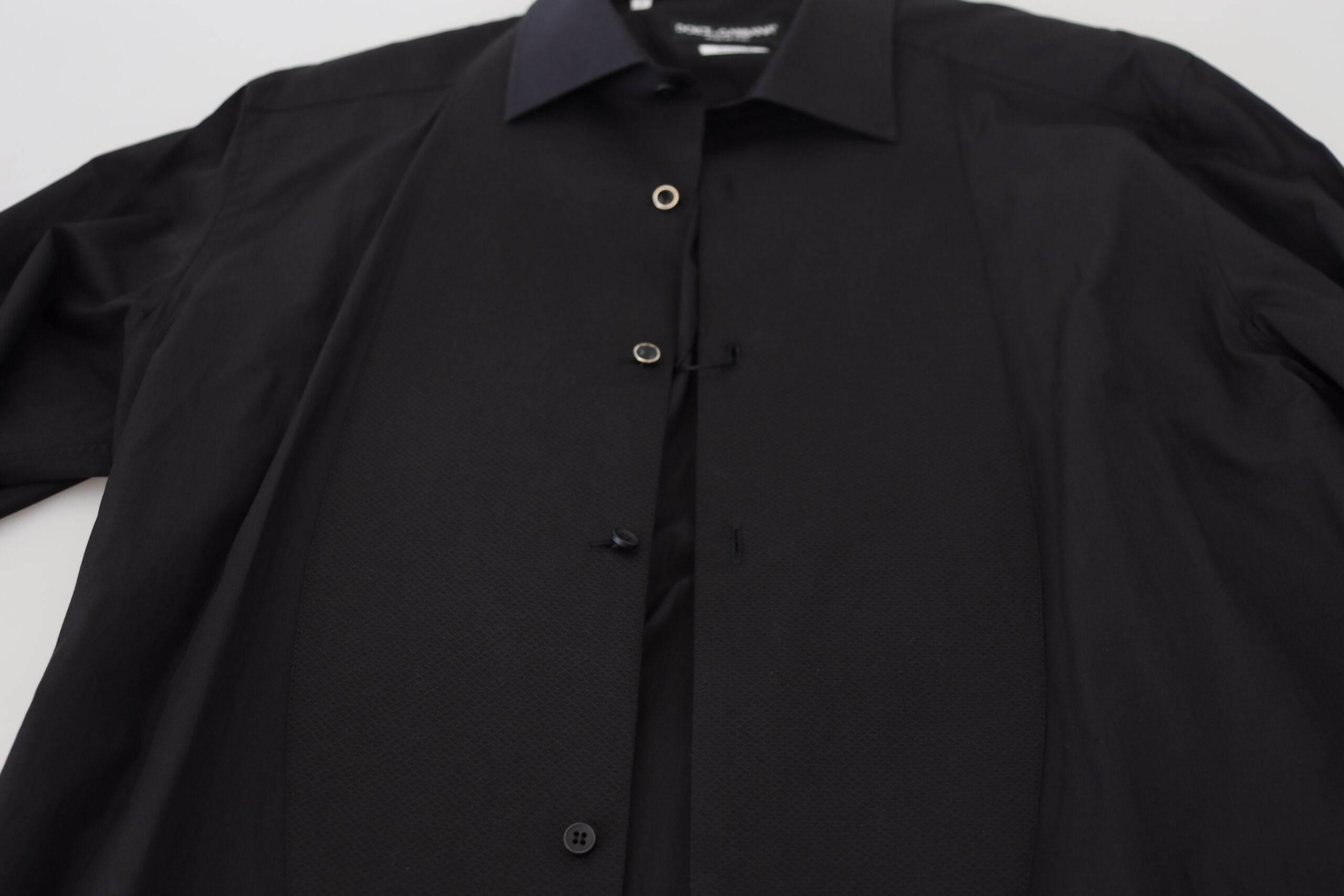 Dolce & Gabbana Black GOLD Cotton Collared Long Sleeve Shirt - Hilstor