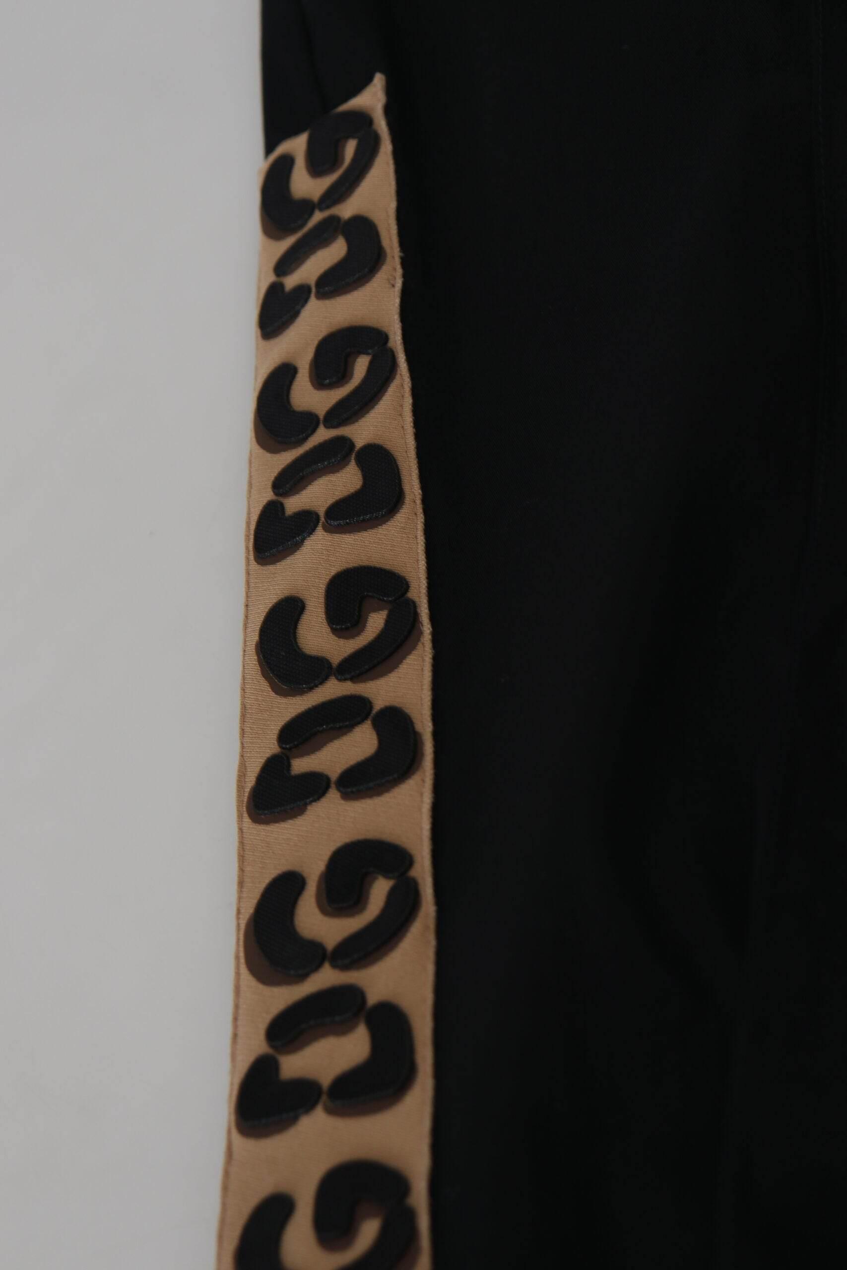 Dolce & Gabbana Black Cotton Elastic Waist DG Logo Cropped Pants - Hilstor