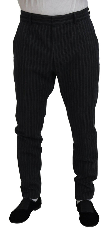 Dolce & Gabbana Dark Gray Stripes Chino Dress Pants - Hilstor