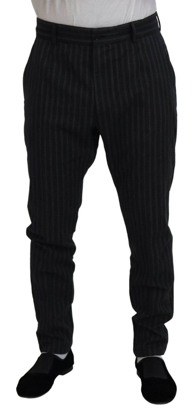 Dolce & Gabbana Dark Gray Stripes Chino Dress Pants - Hilstor