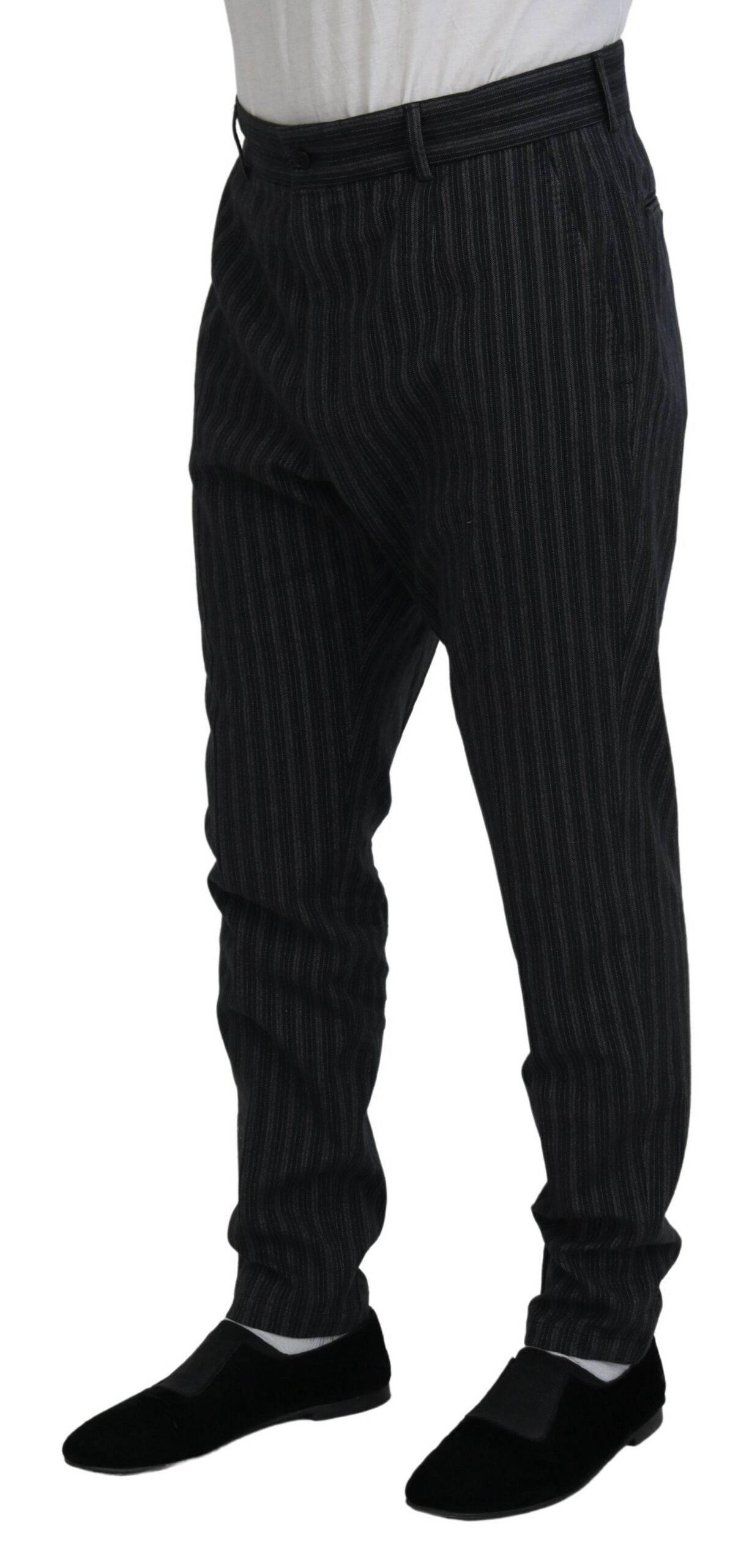 Dolce & Gabbana Dark Gray Stripes Chino Dress Pants - Hilstor