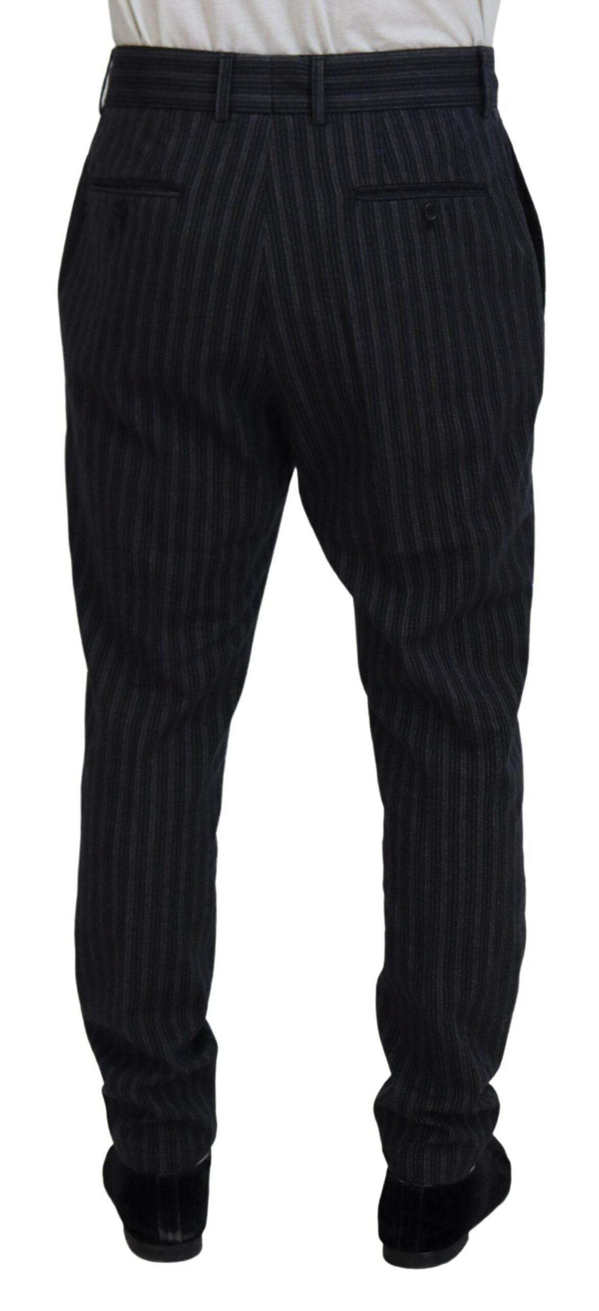 Dolce & Gabbana Dark Gray Stripes Chino Dress Pants - Hilstor