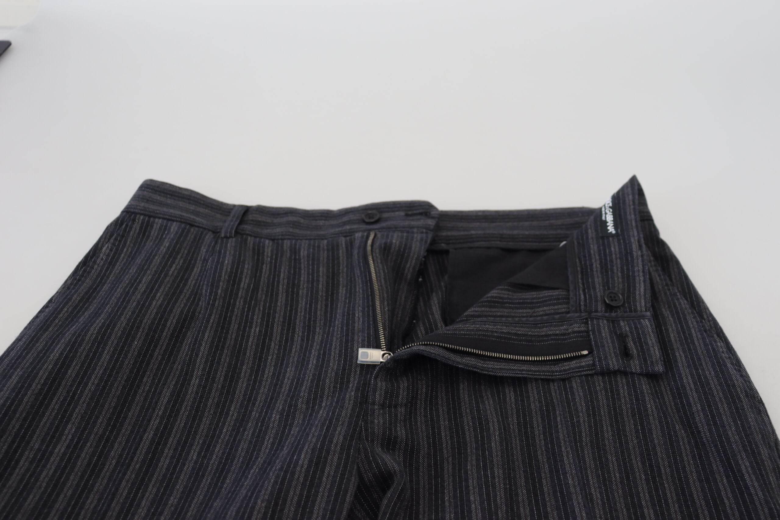 Dolce & Gabbana Dark Gray Stripes Chino Dress Pants - Hilstor