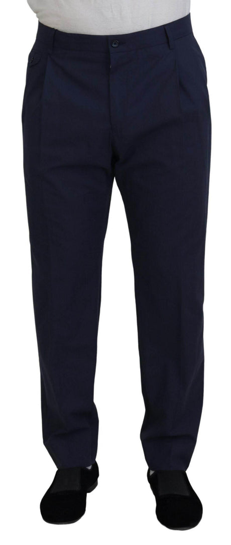 Dolce & Gabbana Dark Blue Cotton Chino Formal Pants - Hilstor