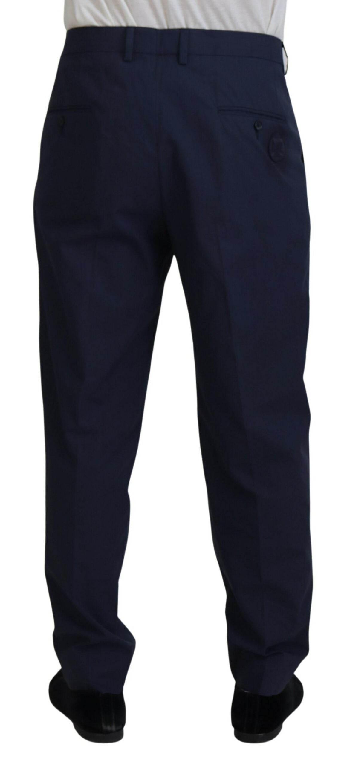 Dolce & Gabbana Dark Blue Cotton Chino Formal Pants - Hilstor