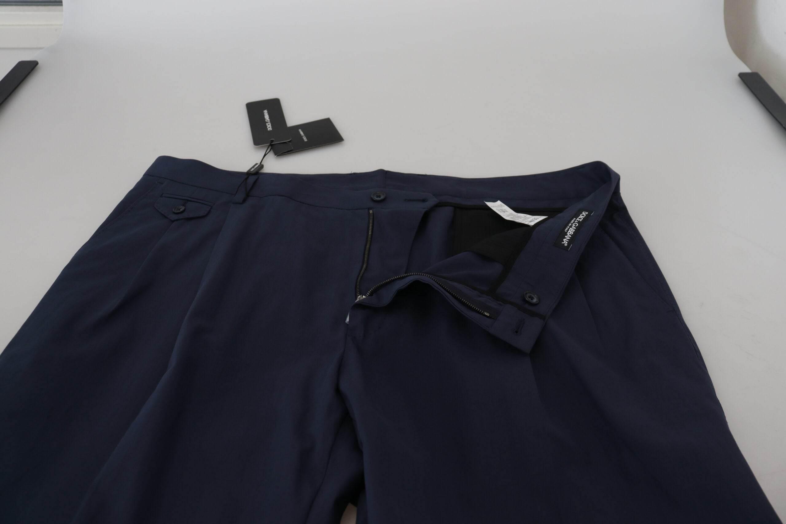 Dolce & Gabbana Dark Blue Cotton Chino Formal Pants - Hilstor