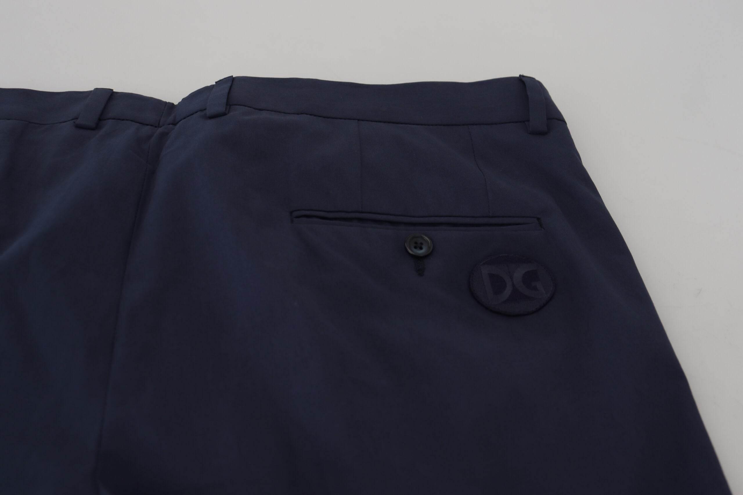 Dolce & Gabbana Dark Blue Cotton Chino Formal Pants - Hilstor