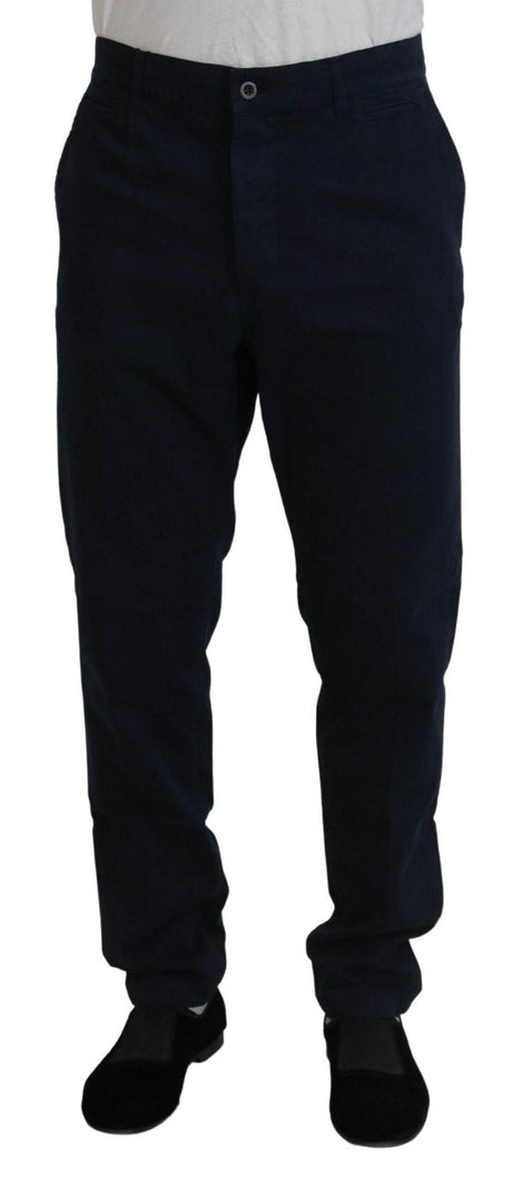 Dolce & Gabbana Blue Cotton Dress Formal Men Pants - Hilstor
