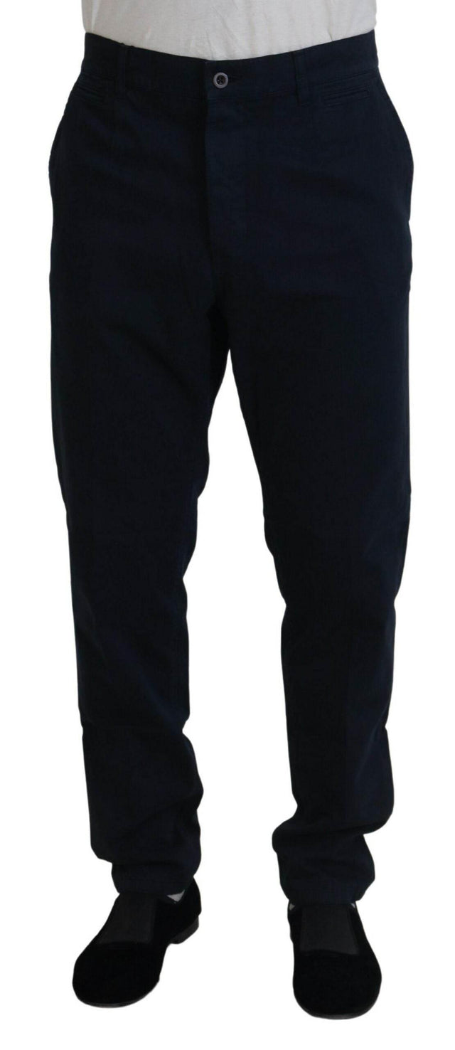 Dolce & Gabbana Blue Cotton Dress Formal Men Pants - Hilstor
