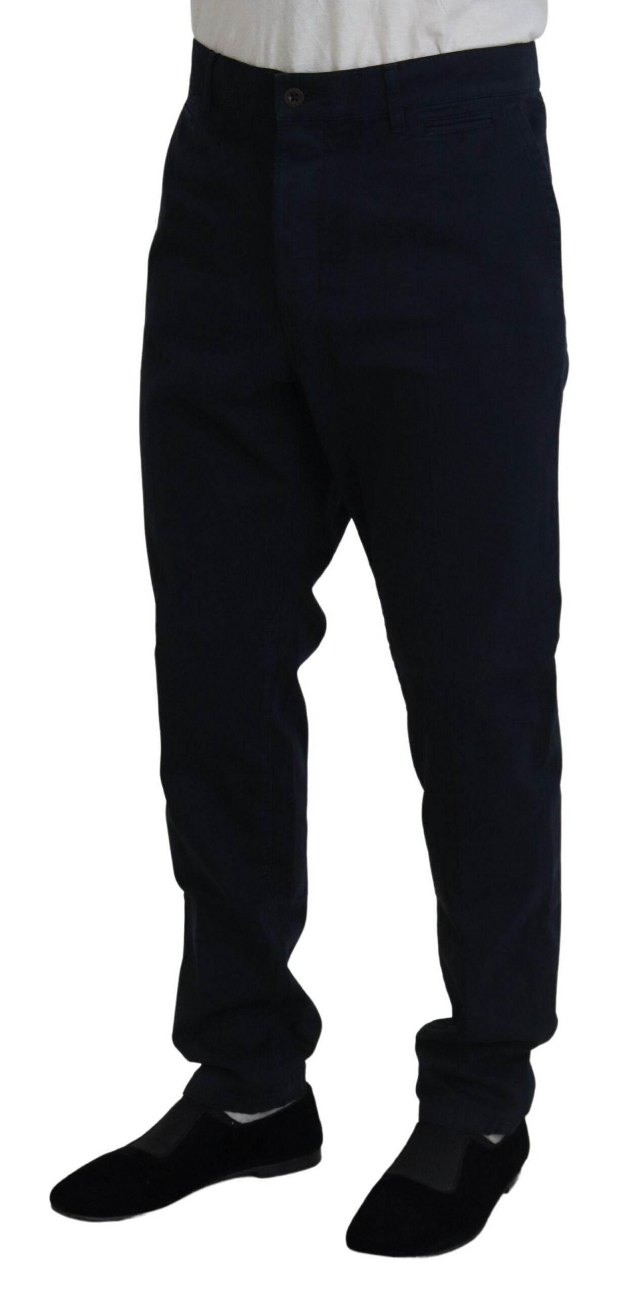 Dolce & Gabbana Blue Cotton Dress Formal Men Pants - Hilstor