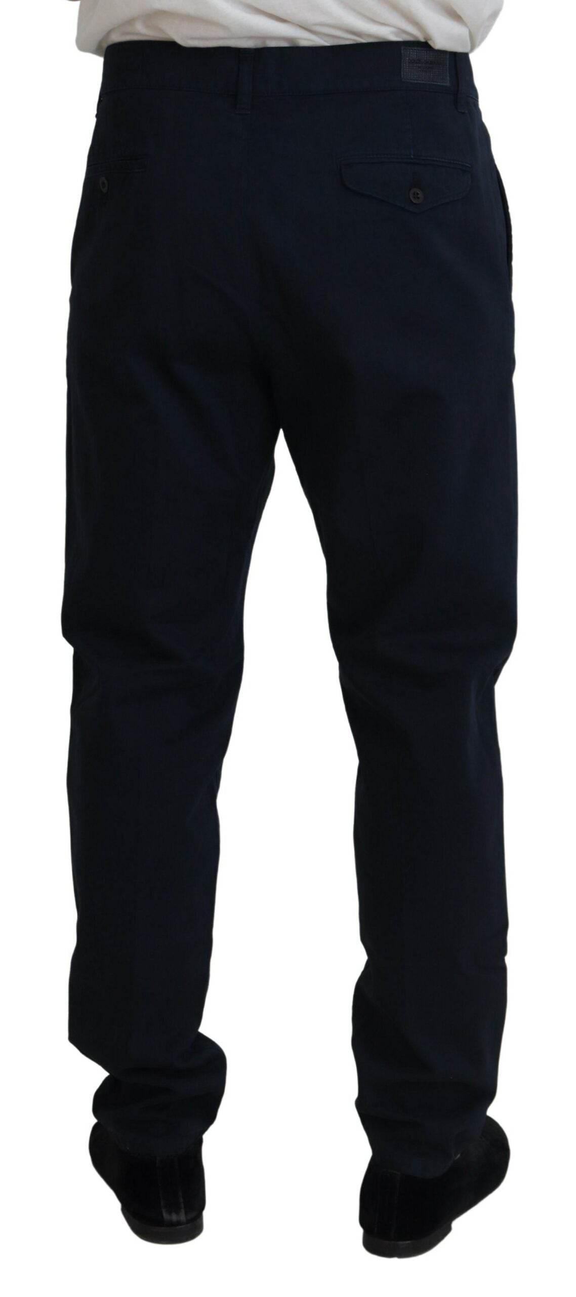Dolce & Gabbana Blue Cotton Dress Formal Men Pants - Hilstor