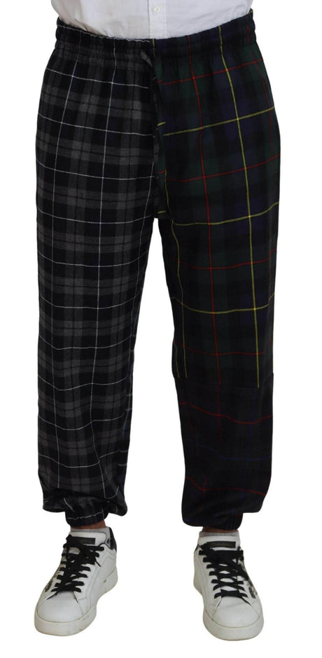 Dolce & Gabbana Multicolor Checkered Wool Men Jogger Pants - Hilstor