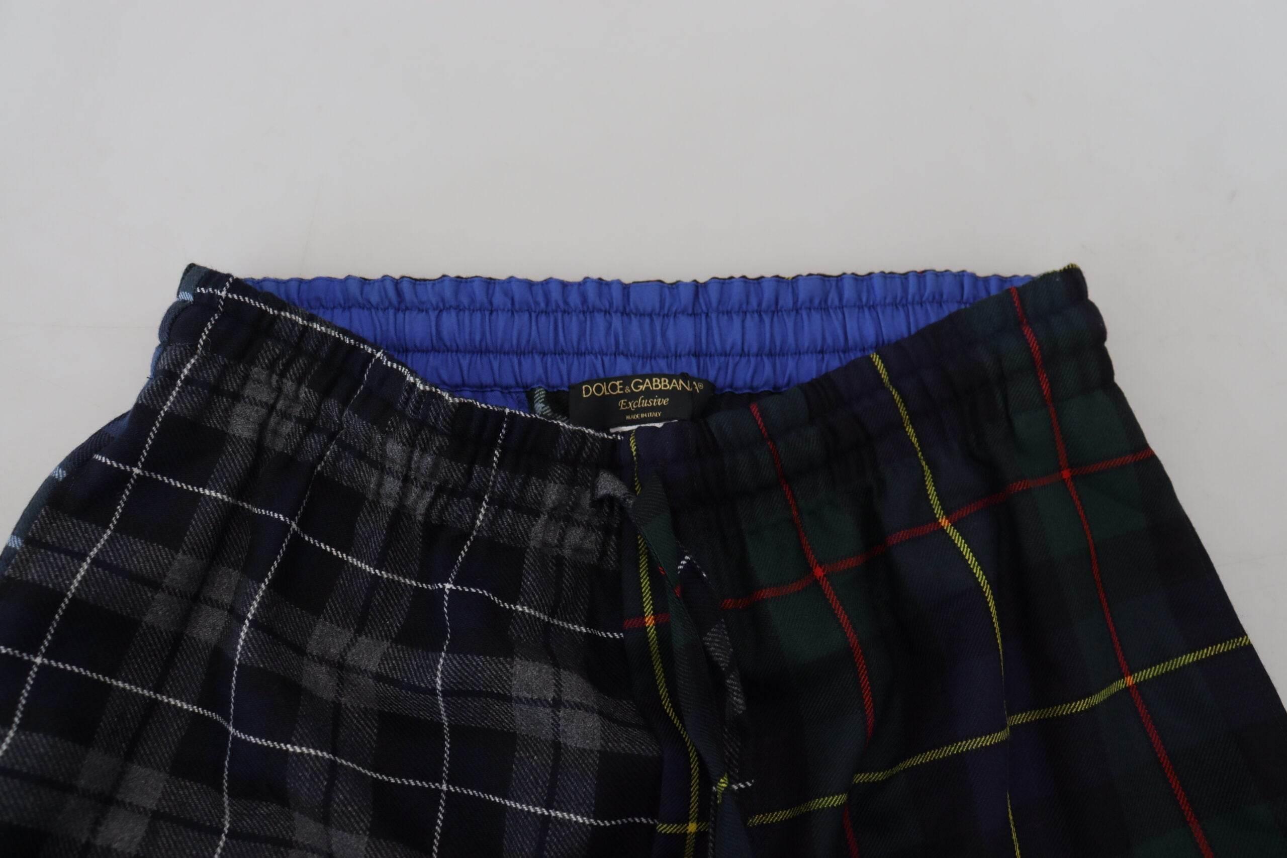Dolce & Gabbana Multicolor Checkered Wool Men Jogger Pants - Hilstor
