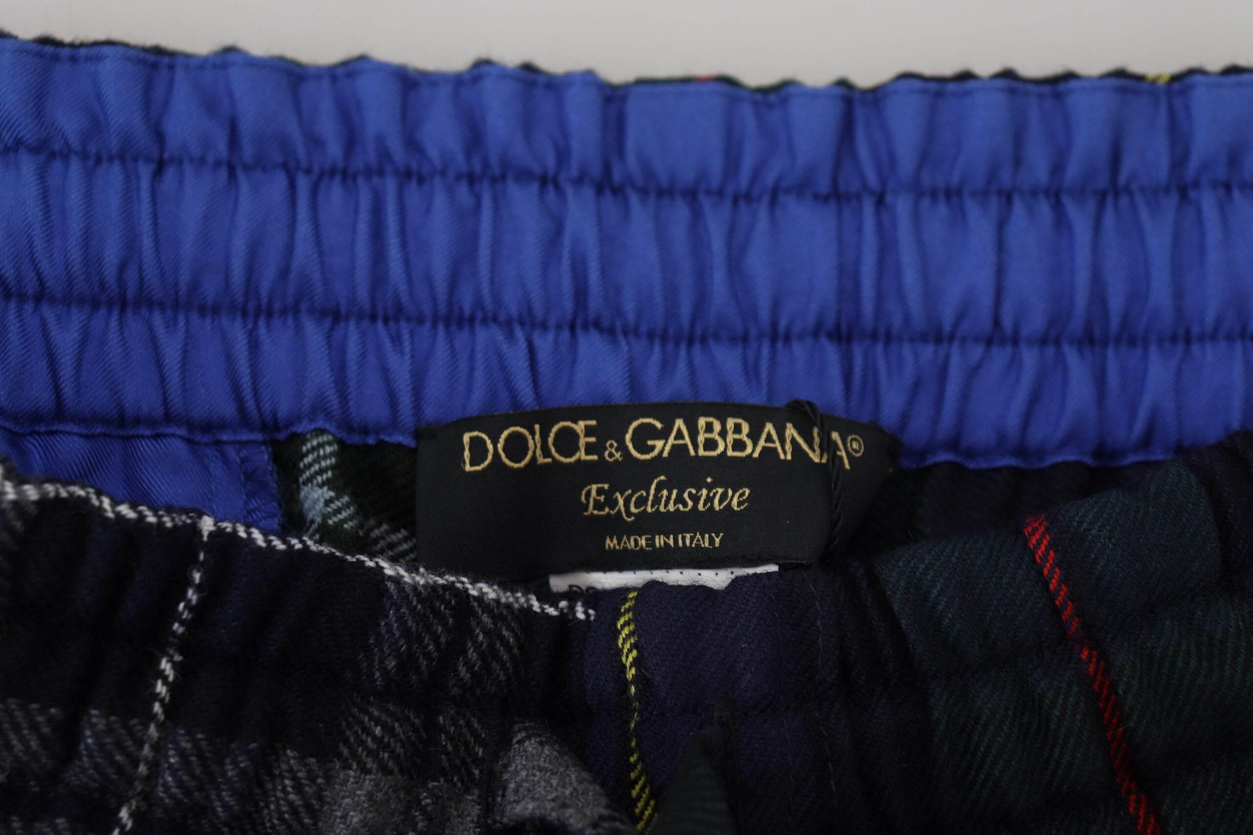 Dolce & Gabbana Multicolor Checkered Wool Men Jogger Pants - Hilstor