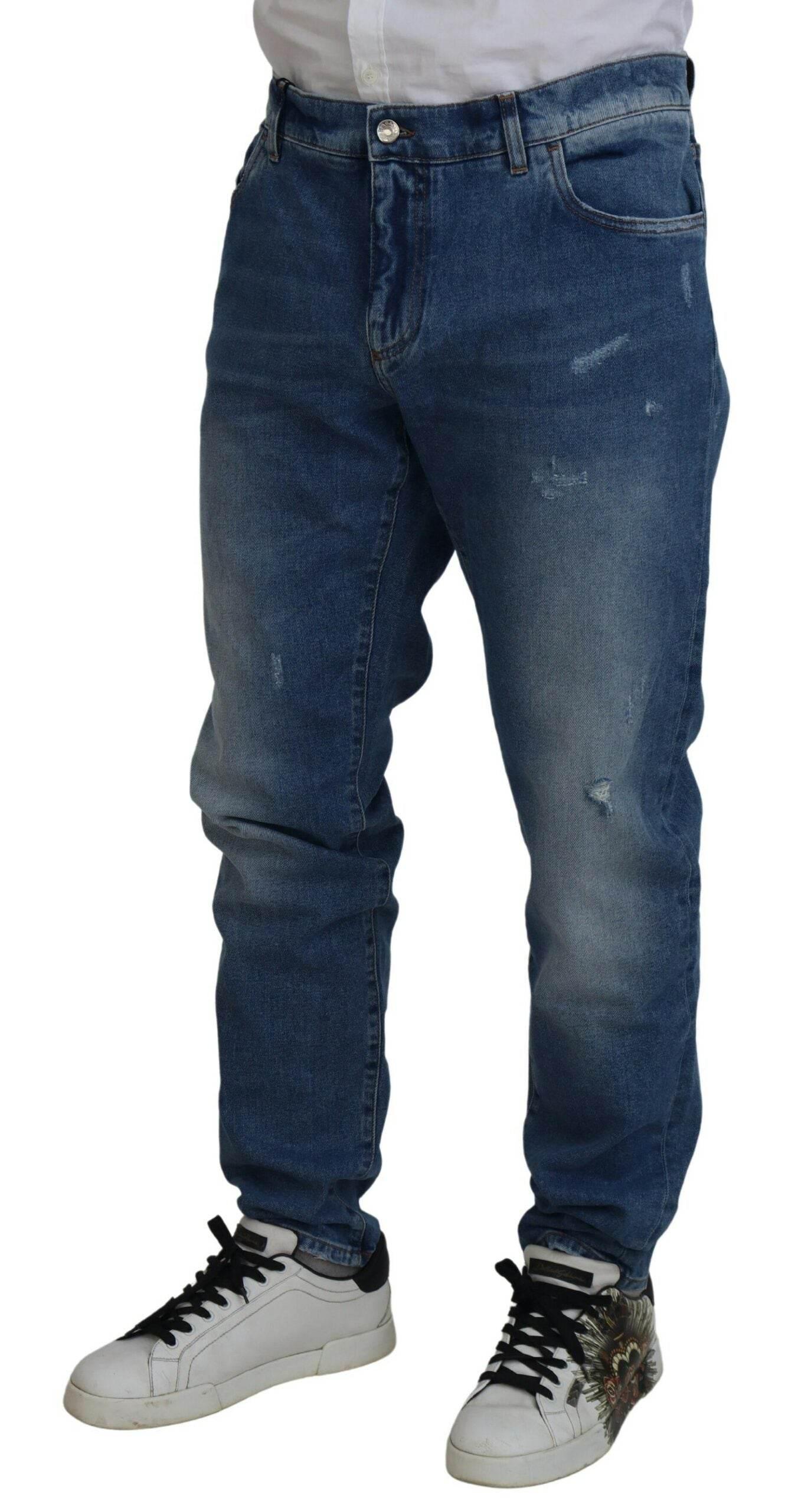 Dolce & Gabbana Blue Washed Skinny Cotton Denim Jeans - Hilstor