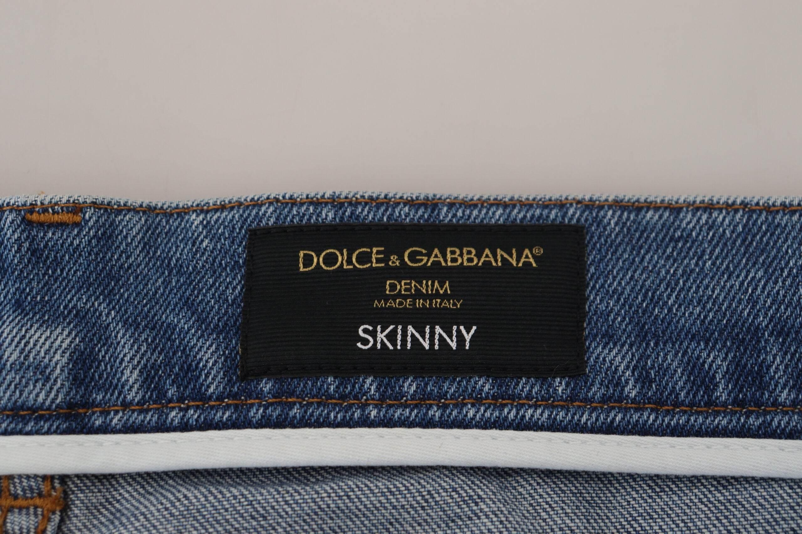 Dolce & Gabbana Blue Washed Skinny Cotton Denim Jeans - Hilstor