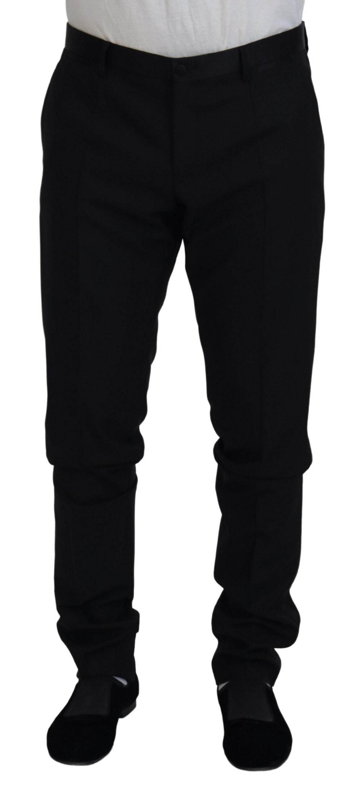 Dolce & Gabbana Black Wool Chino Dress Formal Pants - Hilstor